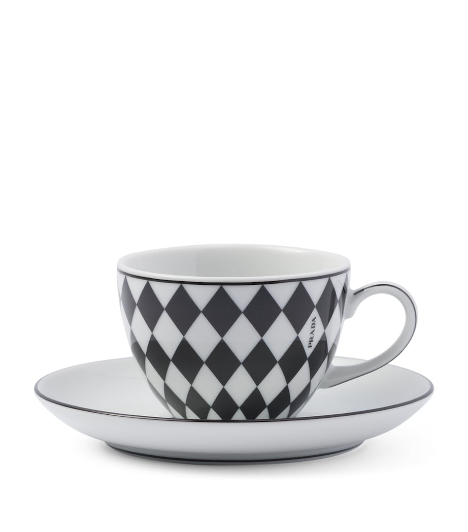 Chequerboard Coffee Cup and Saucer (Set of 4) F0E5W Image 2