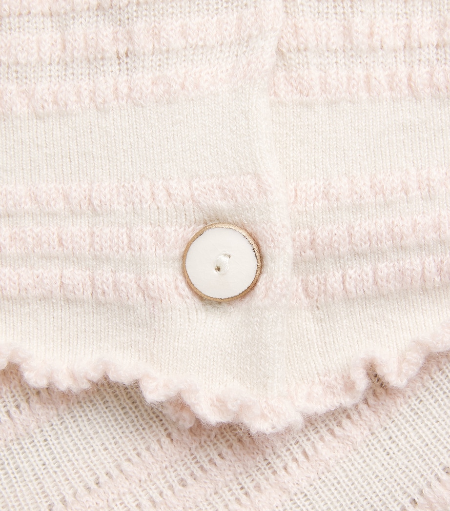 Barrie Womens Cashmere-Cotton Stripe Cardigan Chaty Light Pink Image 6