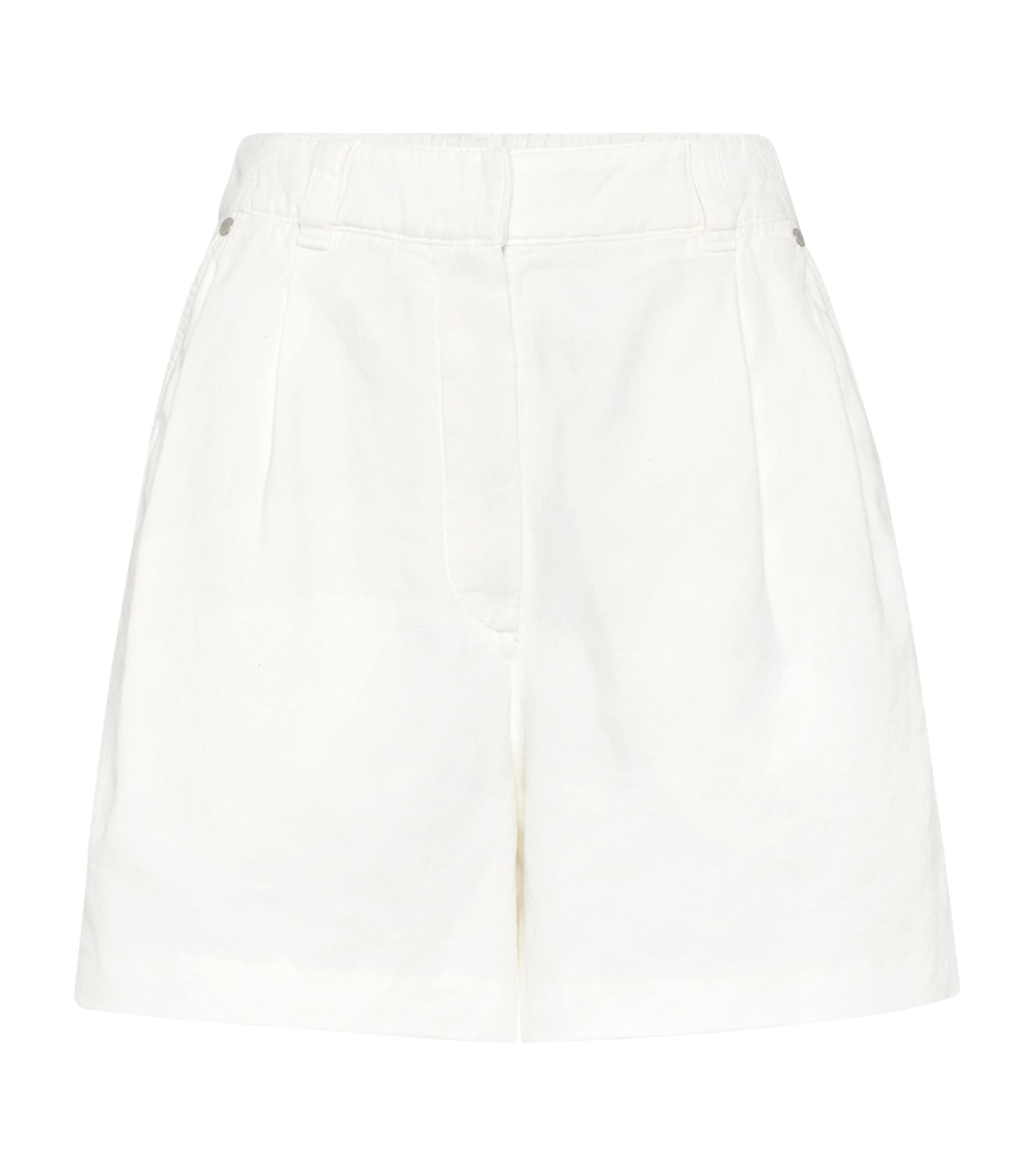Shop Brunello Cucinelli Cotton-linen Wide-leg Shorts In Beige