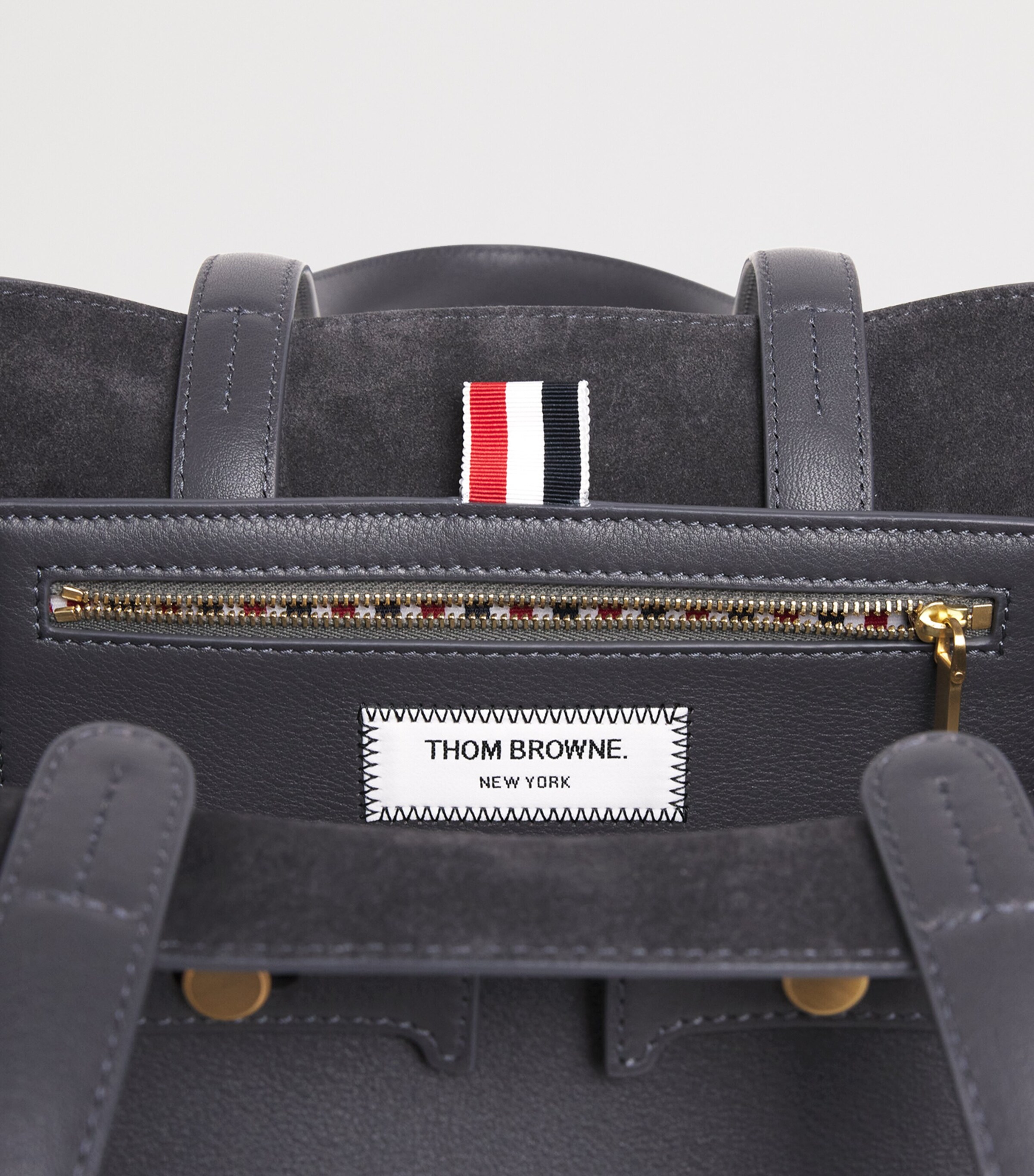Thom Browne Leather Cabas Tote Bag Dark Grey Image 5