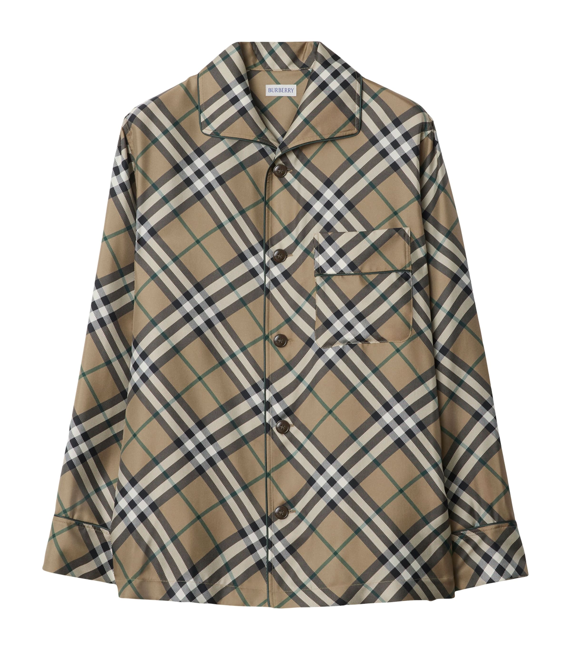 Burberry Womens Silk Check Pyjama Shirt Linden Ip Check Image 1