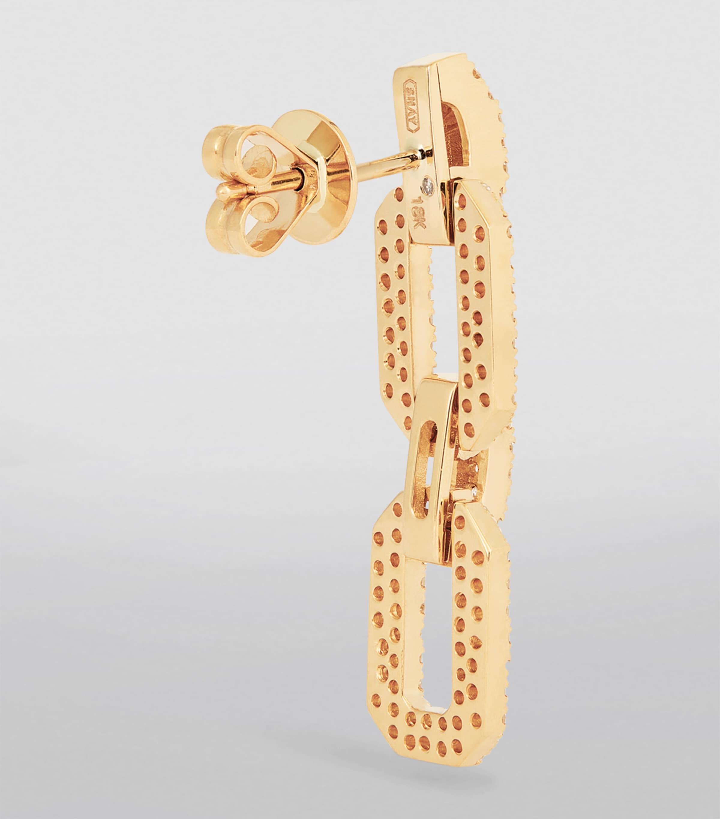 Yellow Gold and Diamond Deco Chain Earrings YELLOW GOLD Image 3