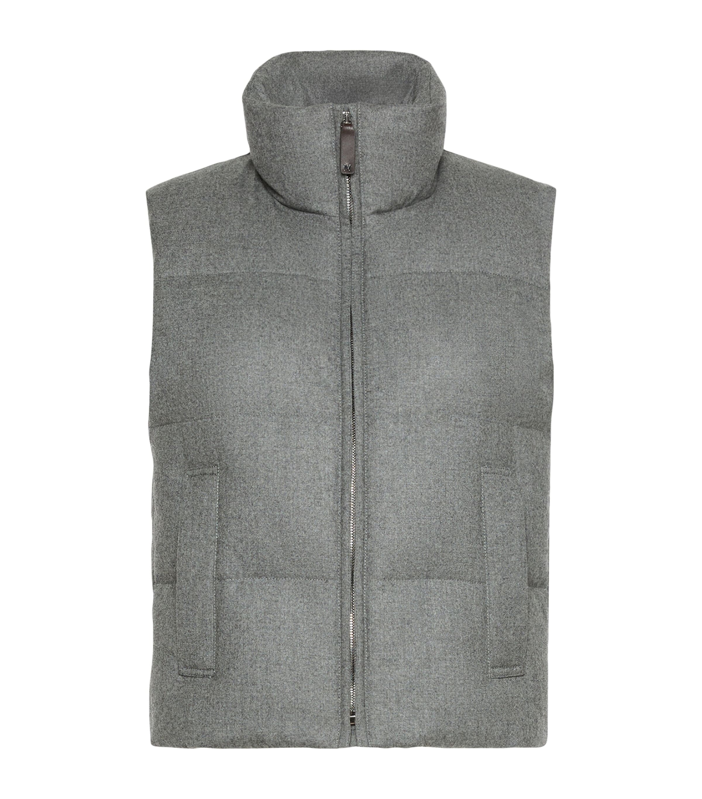 Max Mara Stretch-cashmere Down Gilet In Gray