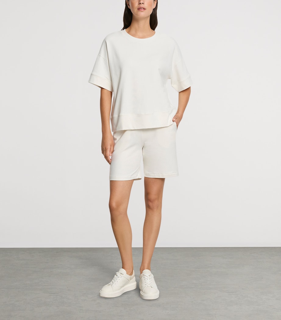 Hanro Womens Stretch-Cotton Natural Living Sweatshirt Misty White Image 4