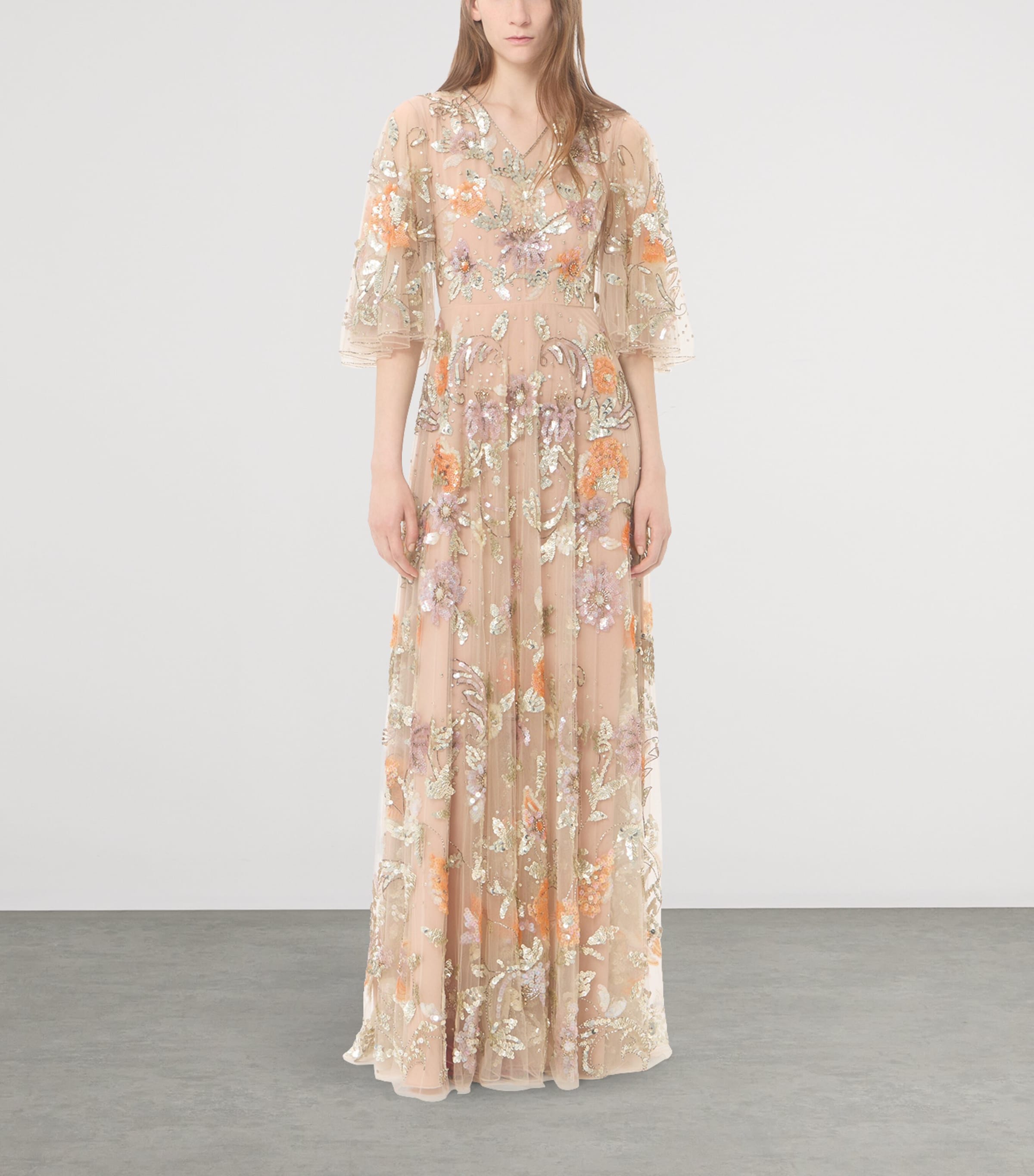 Valentino Womens Tulle Embellished Sequin Gown Image 5