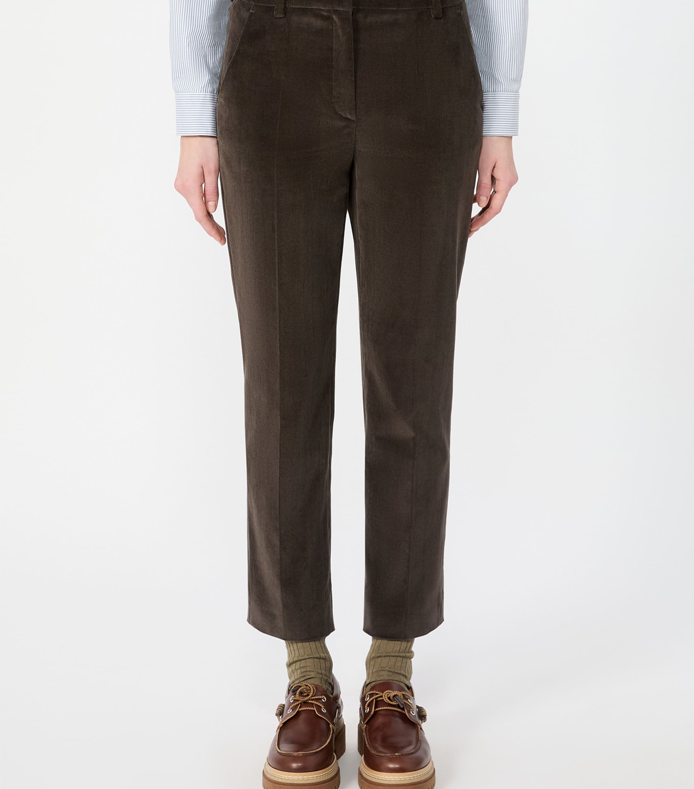 Weekend Max Mara Womens Corduroy Trousers Dark Brown Image 3