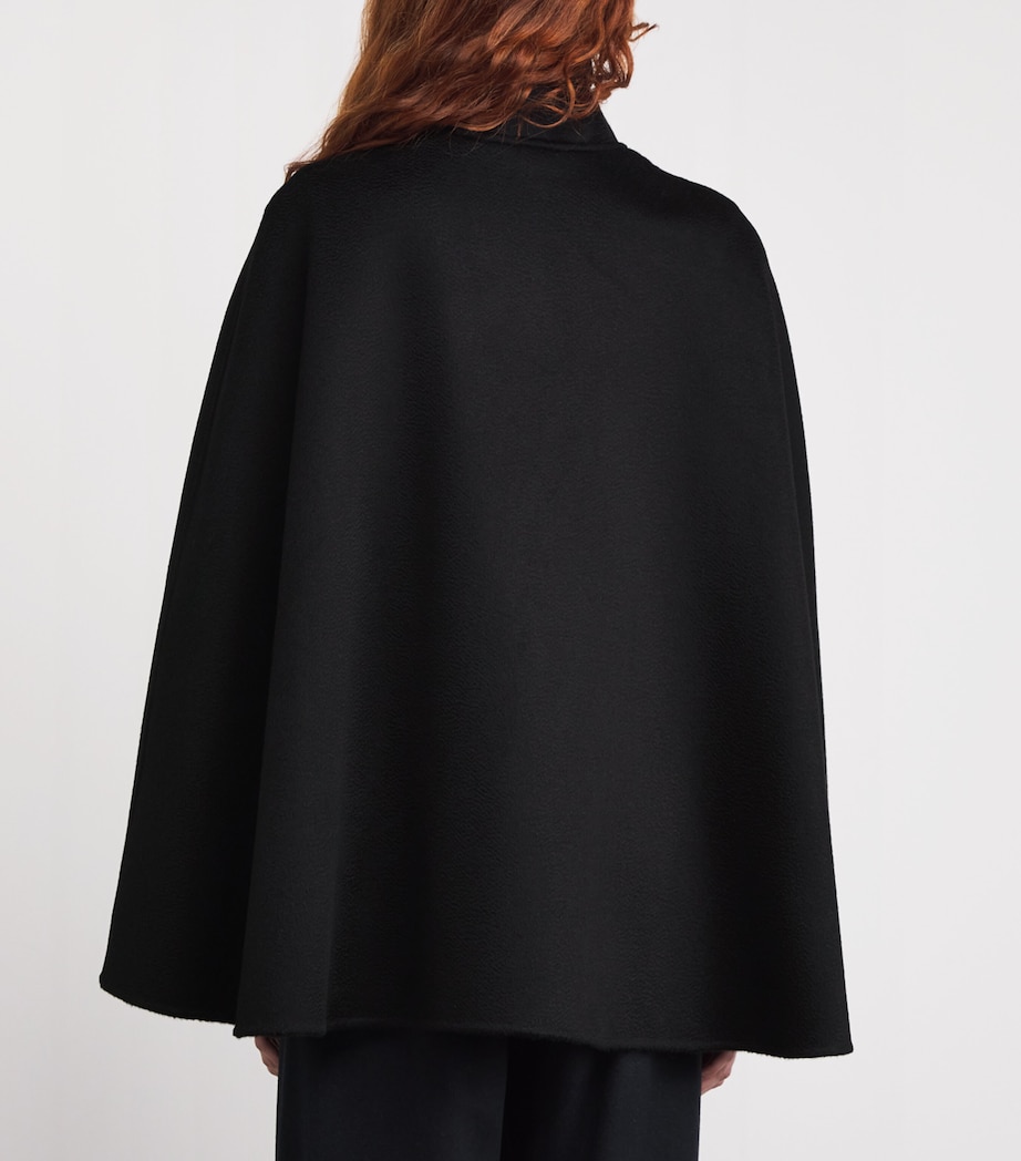 Double Cashmere Cape Coat 0091 BLACK Image 4