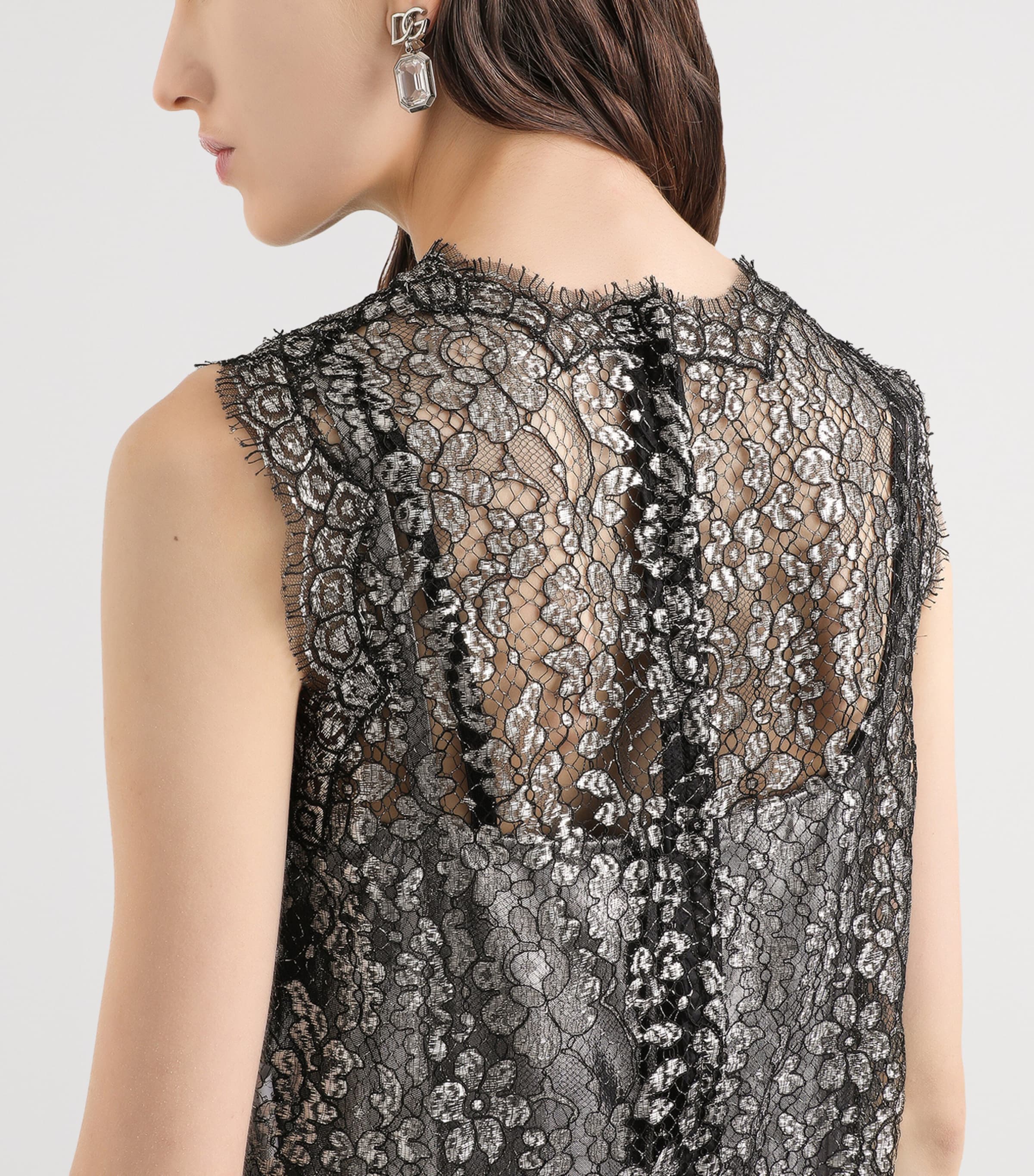 Lamé Lace Mini dress S0998-SILV Image 5