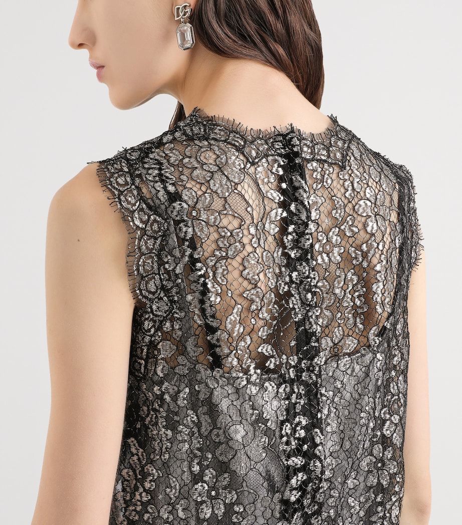 Lamé Lace Mini dress S0998-SILV Image 5