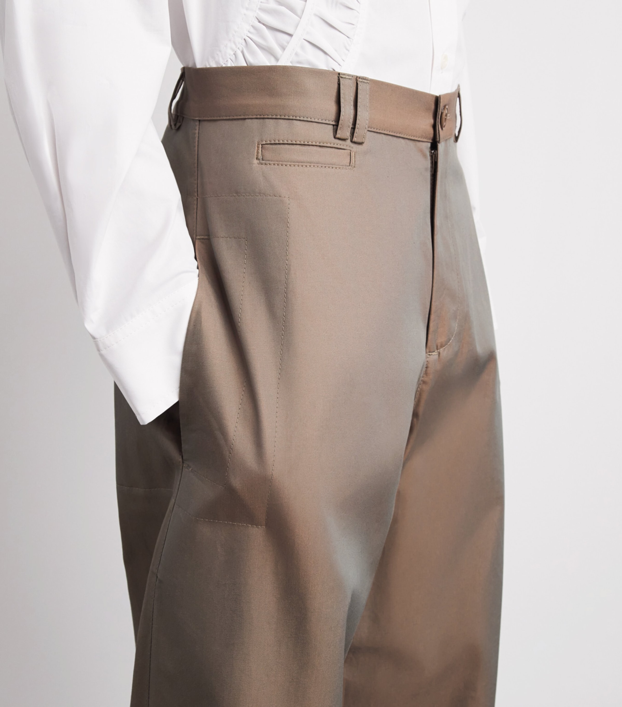 Sage Nation Mens Bebington Wide-Leg Trousers Tropical Taupe Image 3