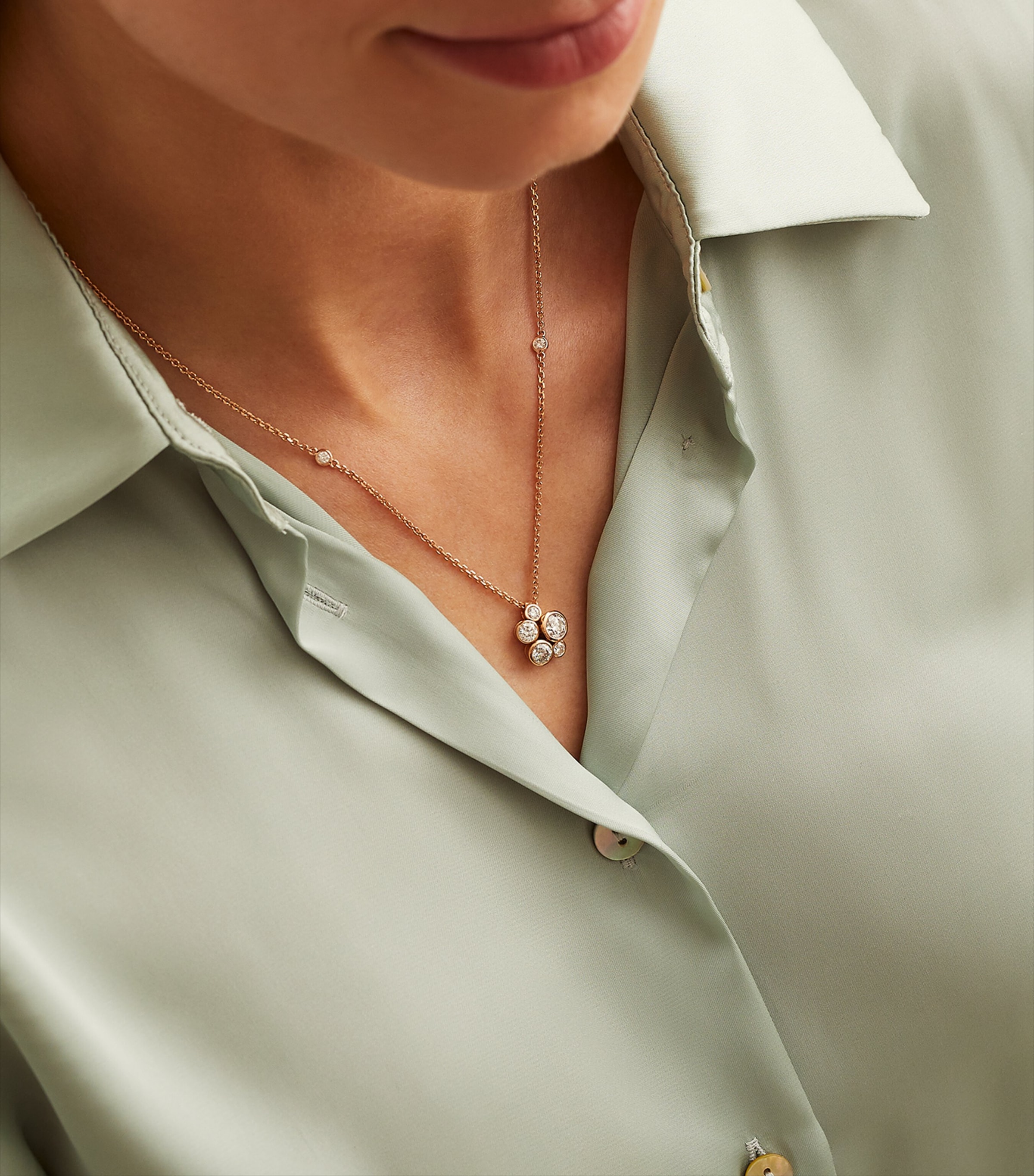 Rose Gold and Diamond Raindance Pendant Necklace 18 CARAT ROSE GOLD Image 3