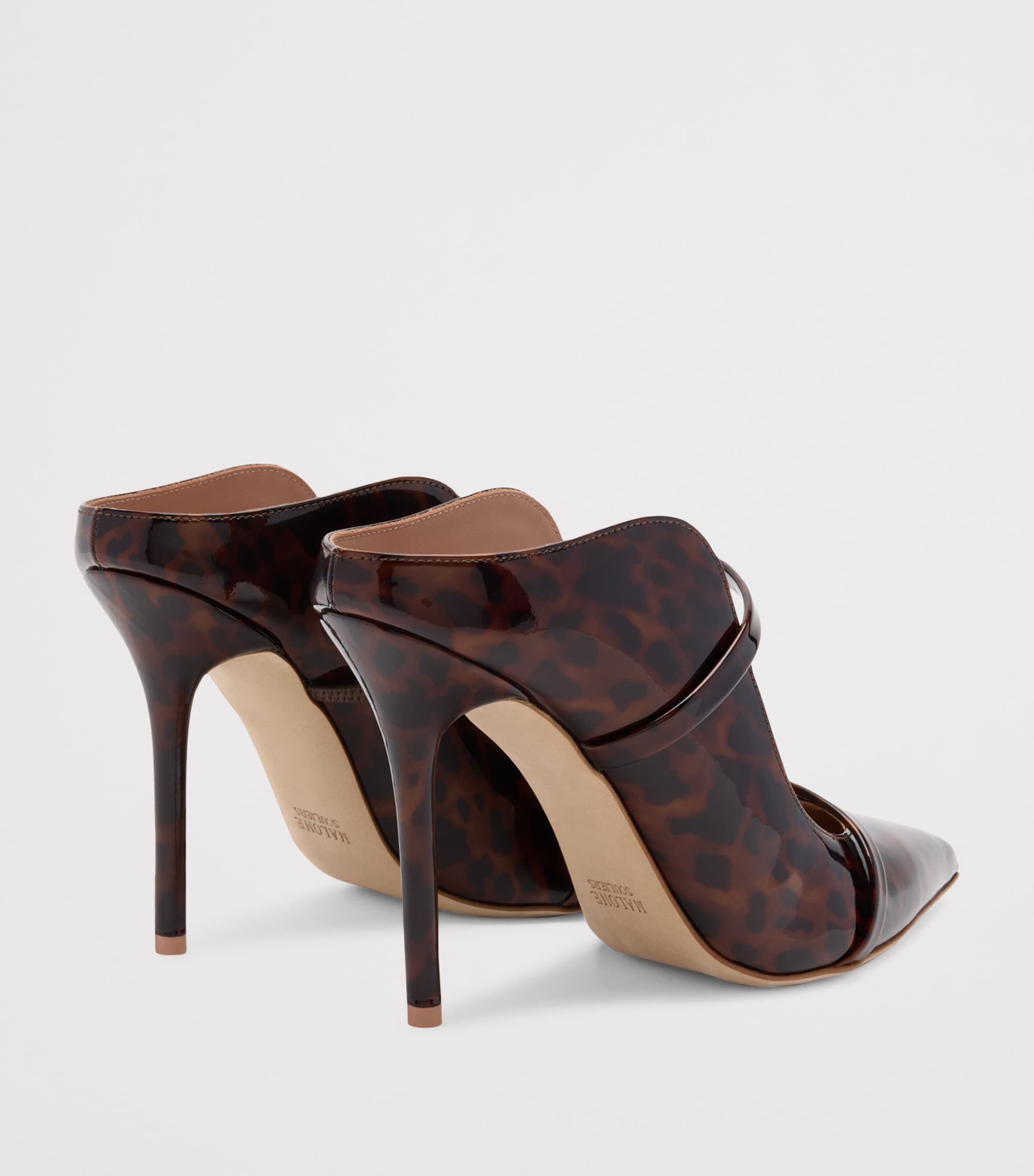 Patent Leather Leopard Print Maureen Heeled Mules 100 BROWN Image 4