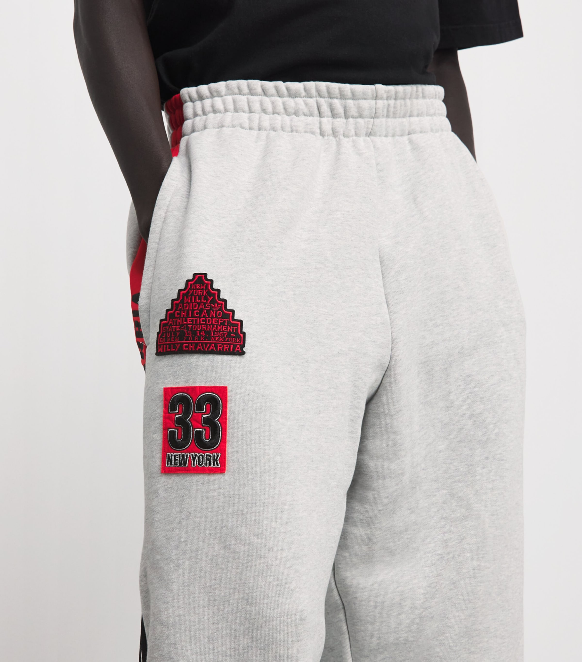 Willy Chavarria Mens x adidas Originals Logo Sweatpants Lgrey Image 3