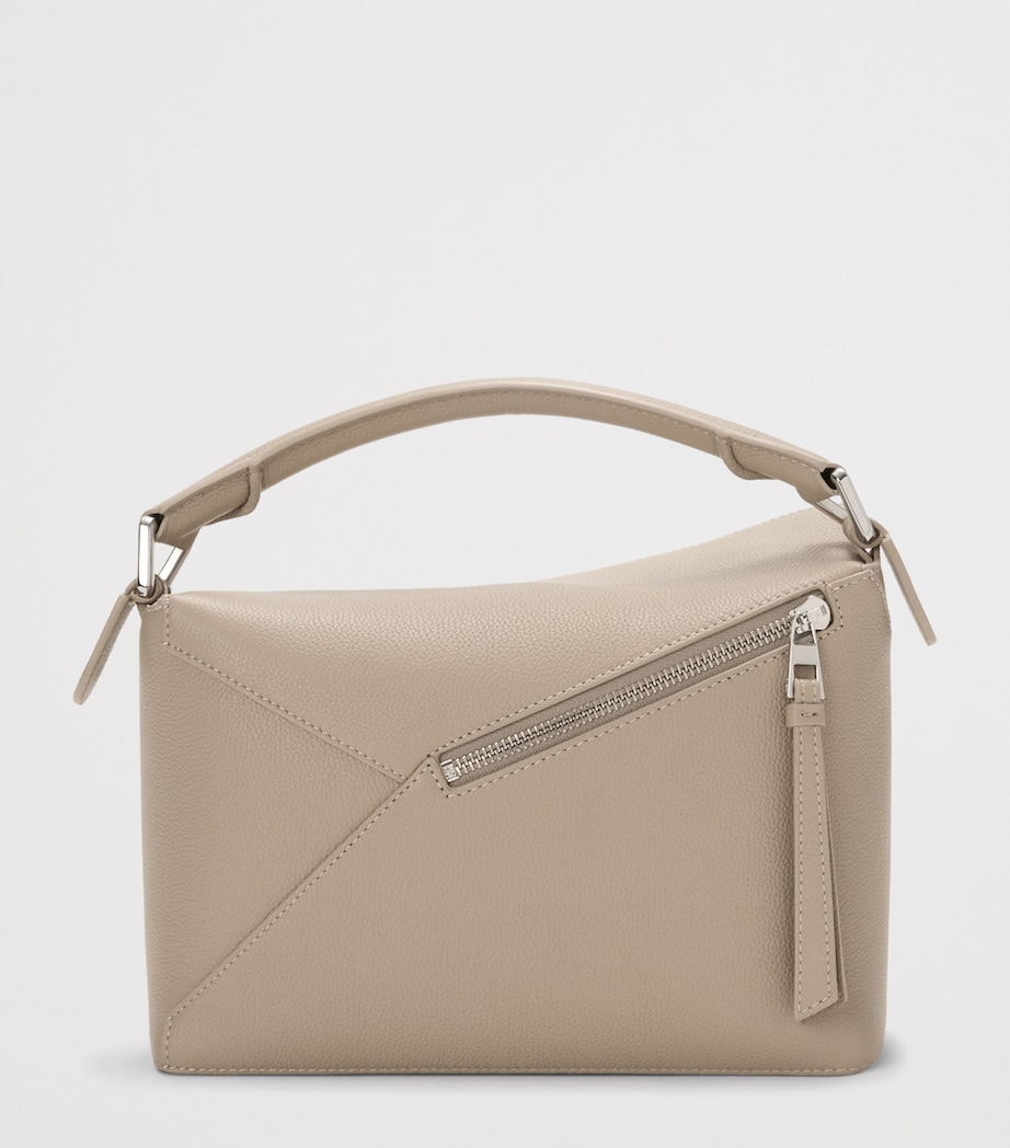 Small Leather Puzzle Edge Top-Handle Bag CLAY Image 4