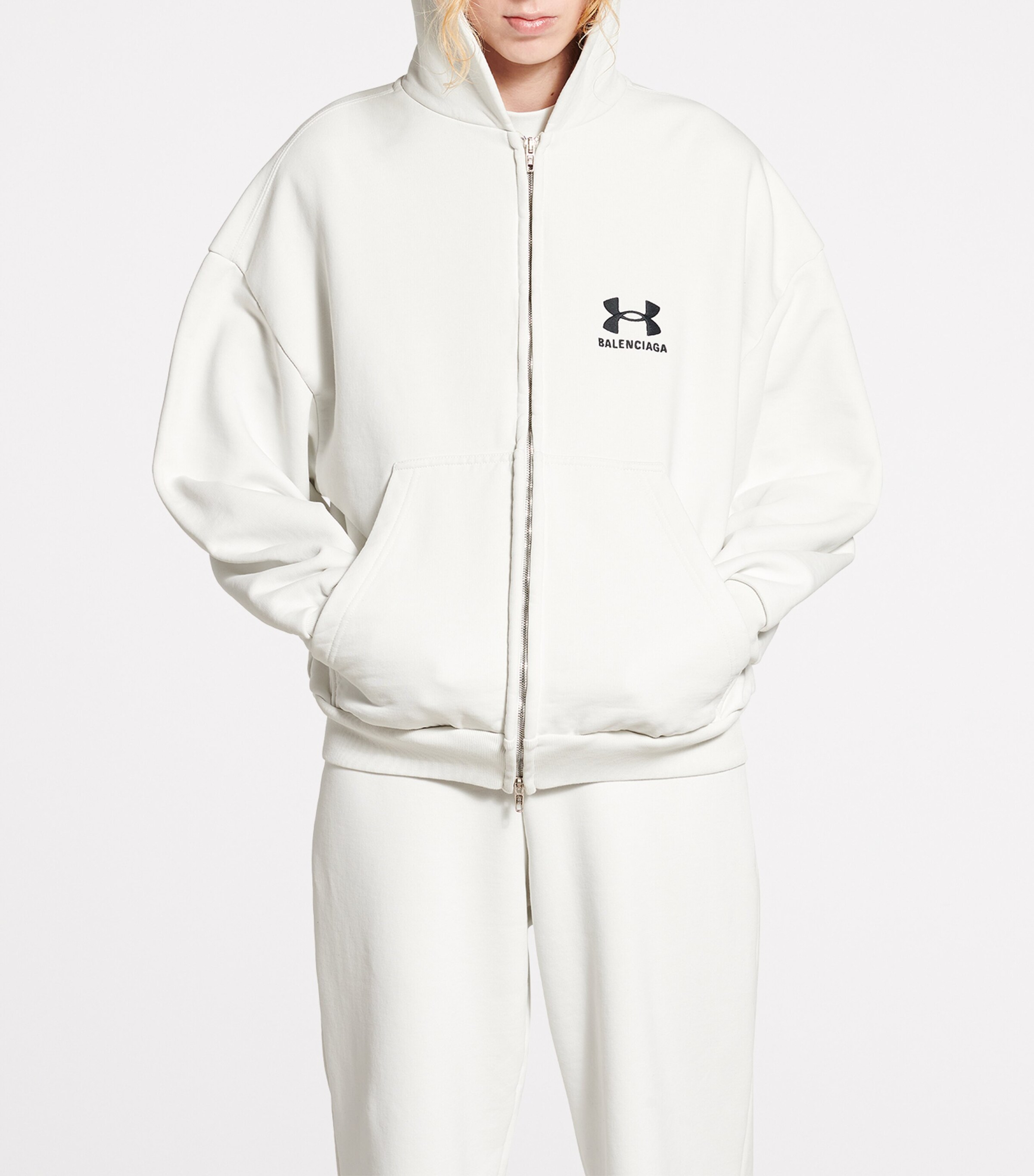 Balenciaga White x Under Armour Zip-Up Hoodie | Harrods US