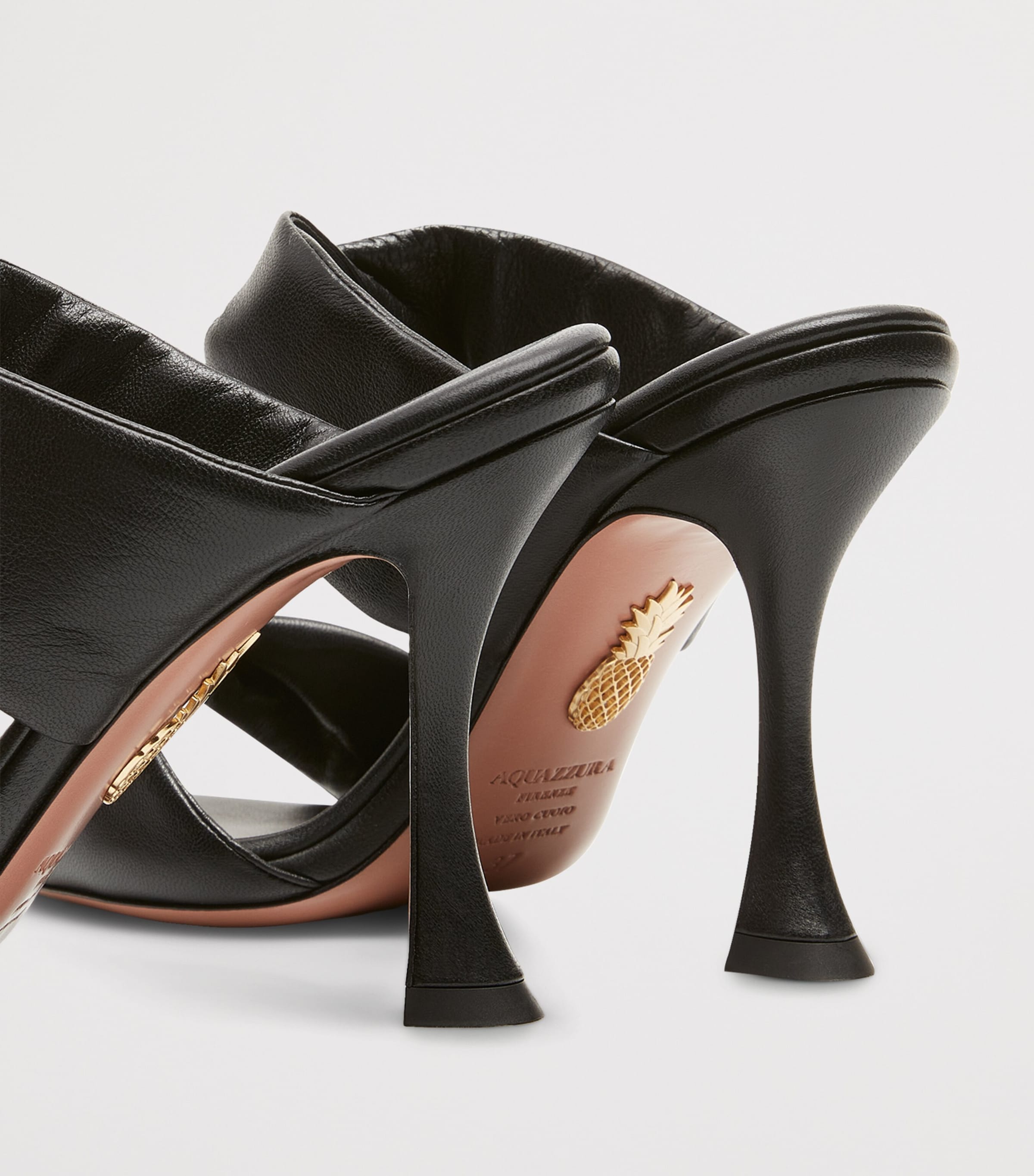 Leather Twist Heeled Sandals 95 BLACK Image 4