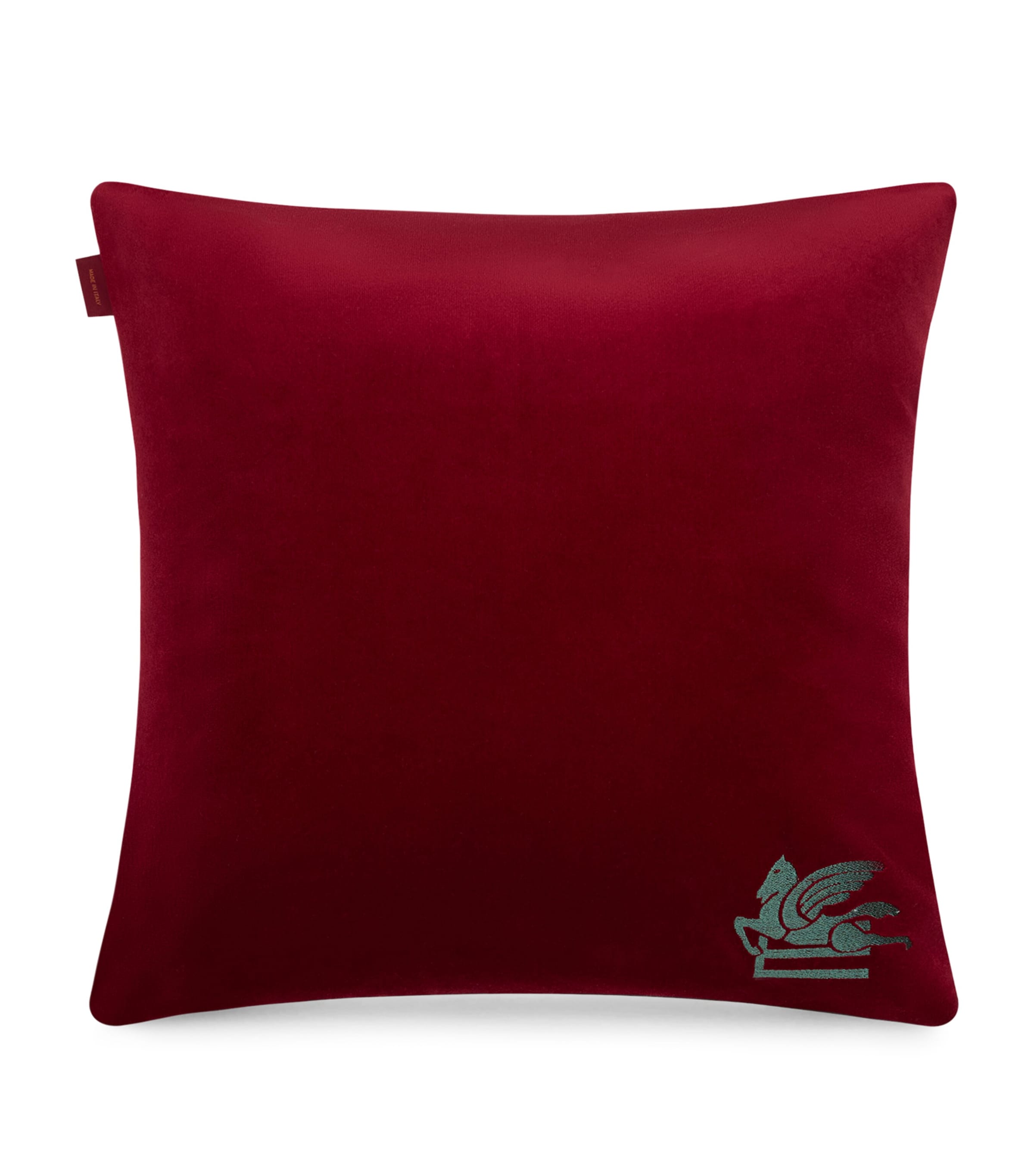 Wool-Blend Embroidered Paisley-Trim Cushion (45cm) BURGUNDY Image 2