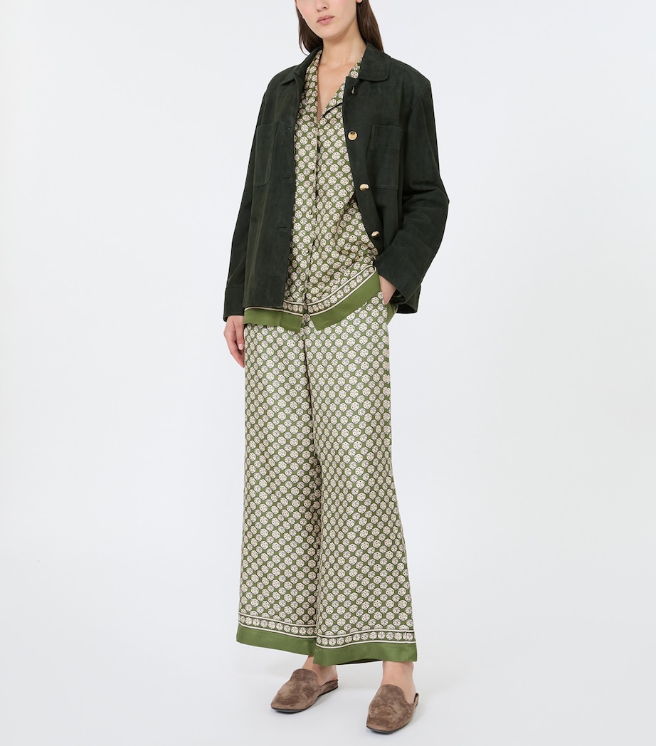 Max Mara Womens Silk Dice Shirt Kaki Image 2