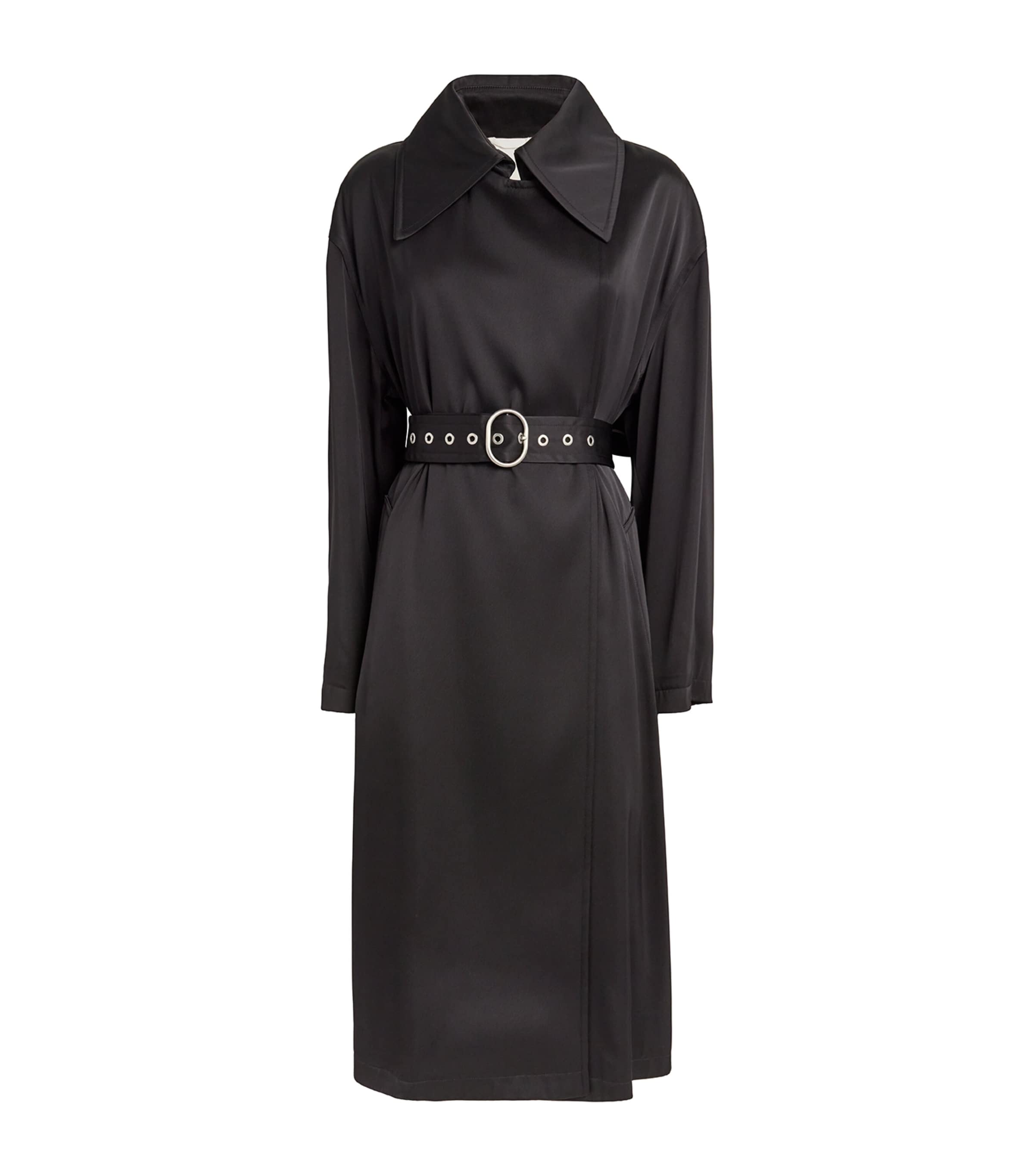 Jil Sander Viscose-silk Trench Coat In Black