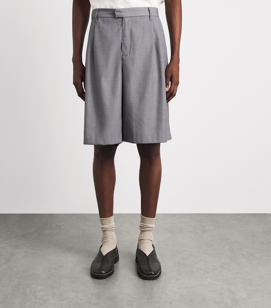 about:blank Mens Cotton Oversized Bermuda Shorts Light Grey Image 4