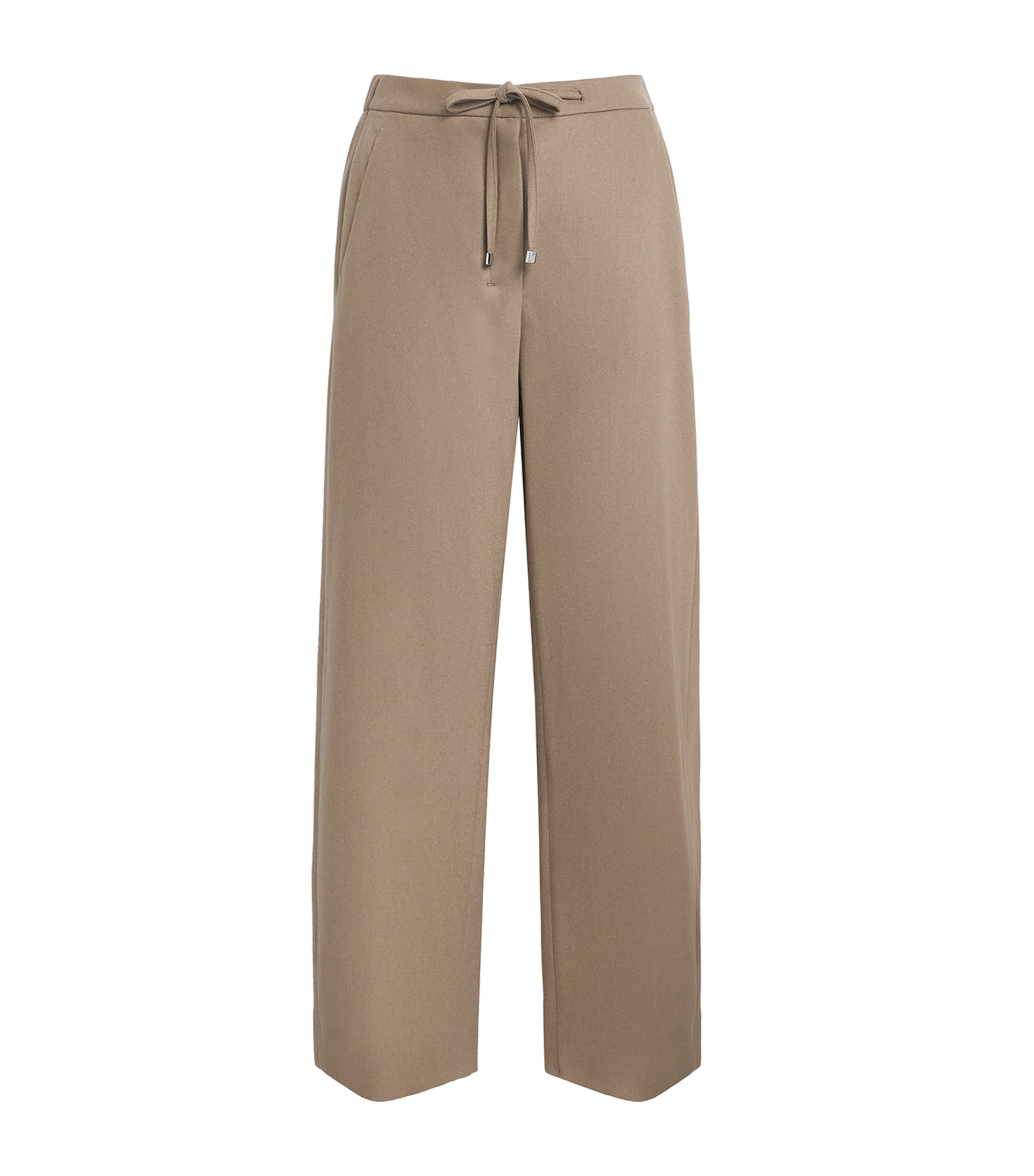 Max Mara Stretch-wool Drawstring Trousers In Brown
