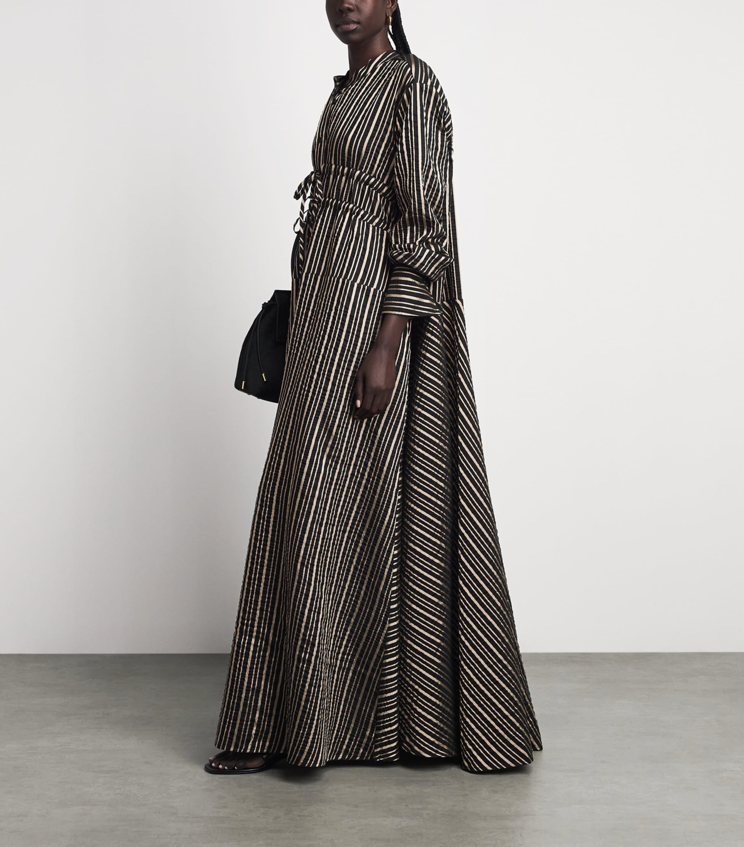 Palmer//Harding Womens Wool-Blend Clarity Maxi Dress Black & Gold Stripe Image 2