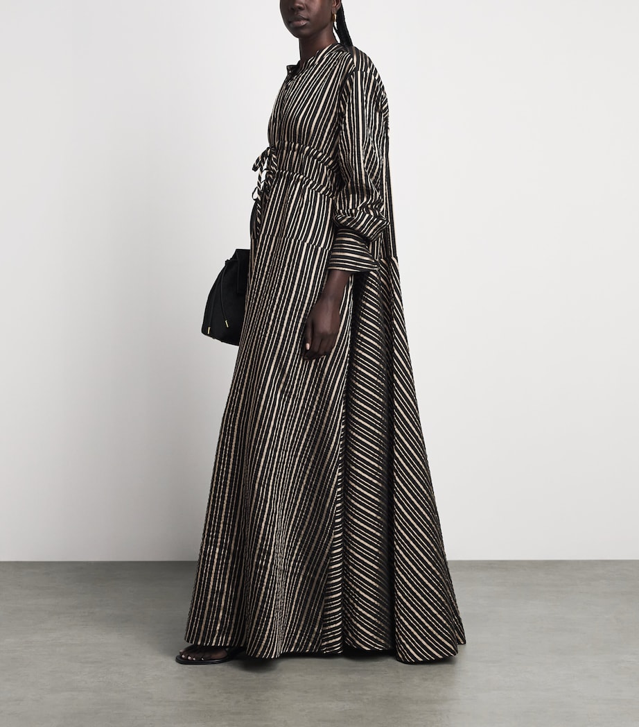 Palmer//Harding Womens Wool-Blend Clarity Maxi Dress Black & Gold Stripe Image 2