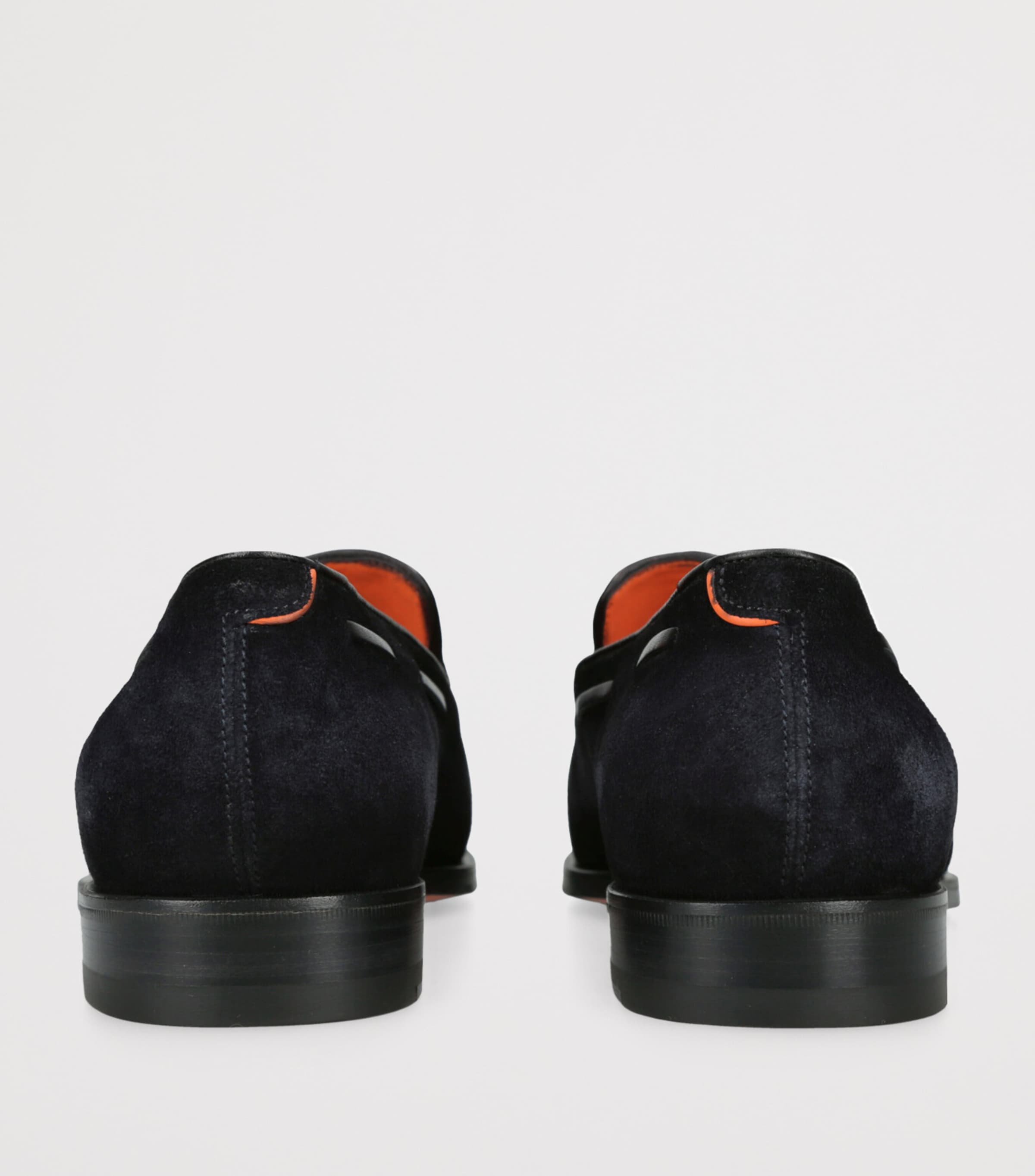 Santoni Suede Tassel Brando Blake Loafers Navy Image 2