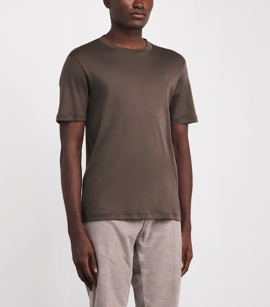 Supima Cotton Embroidered Fin T-Shirt 365 TORTORA MELANGE Image 3