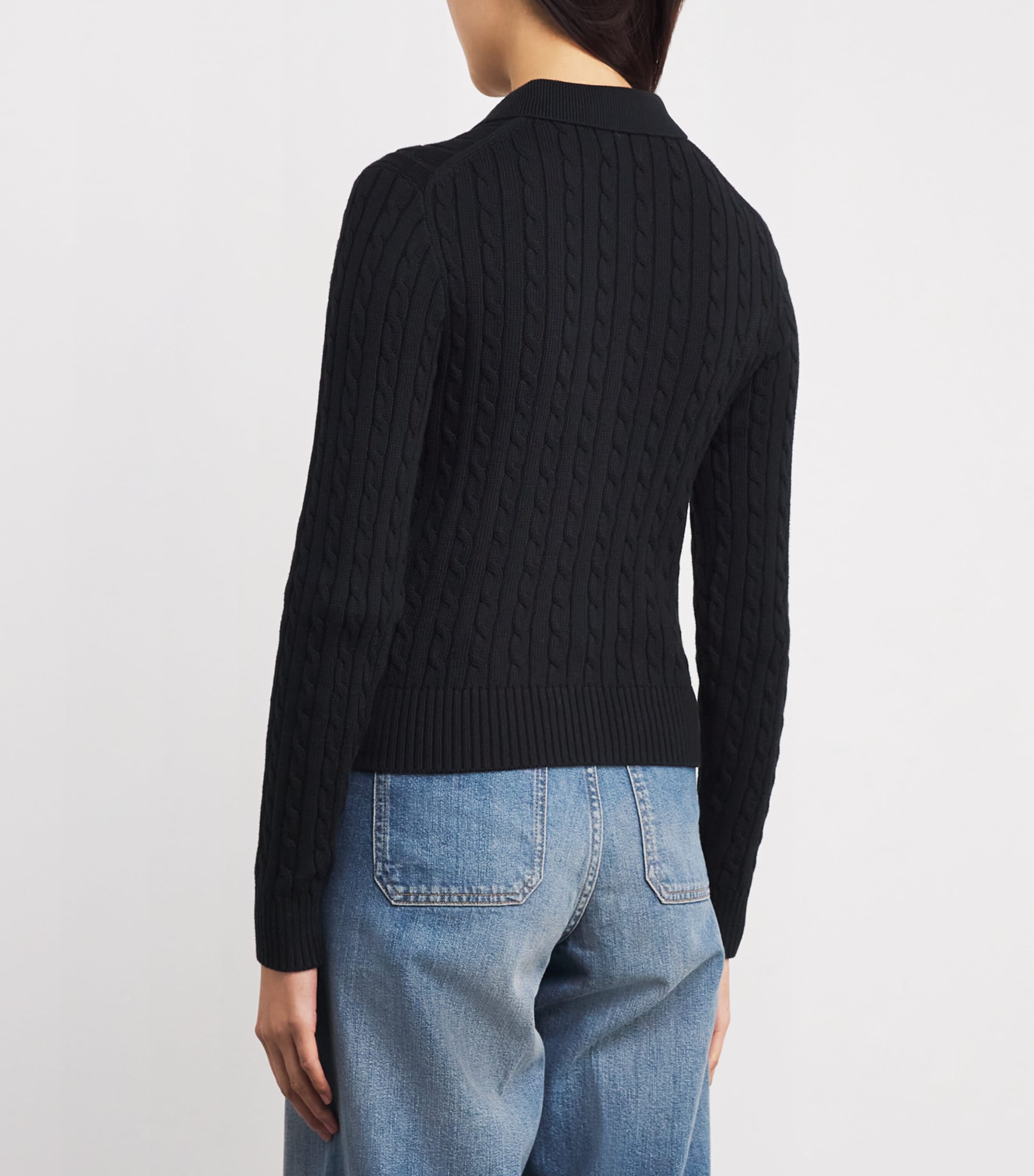 Cotton Cable-Knit Cardigan POLO BLACK Image 4