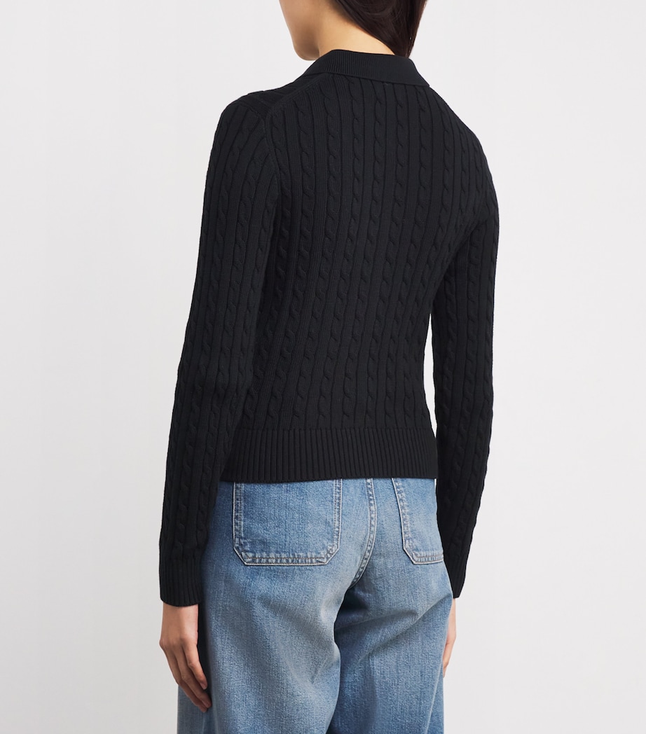 Cotton Cable-Knit Cardigan POLO BLACK Image 4