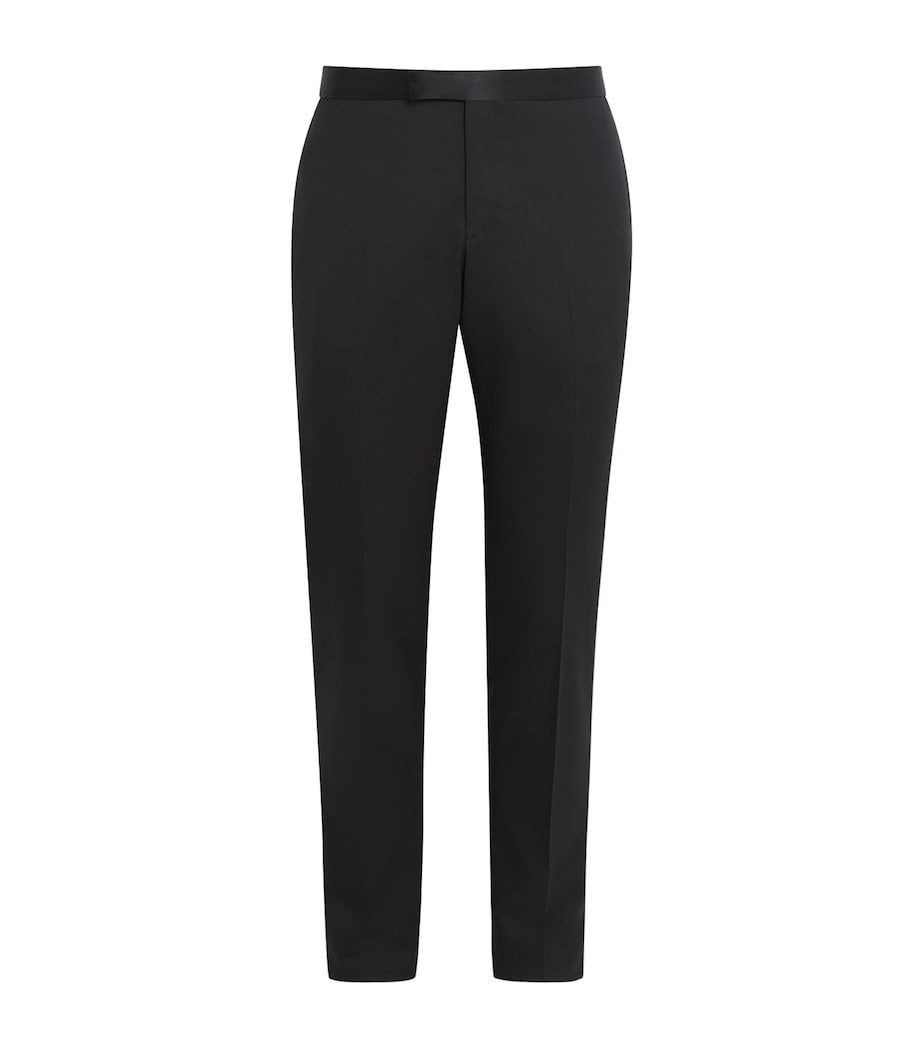 Pal Zileri Mens Wool Satin-Trim Trousers Black Image 1