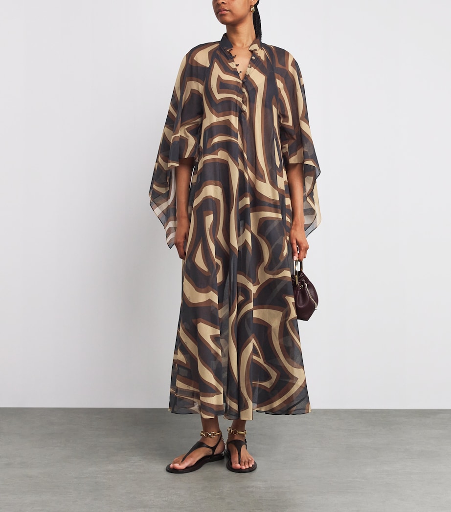 Cotton Labirinto Print Maxi Kaftan Dress 049/BLACK GOLD Image 2