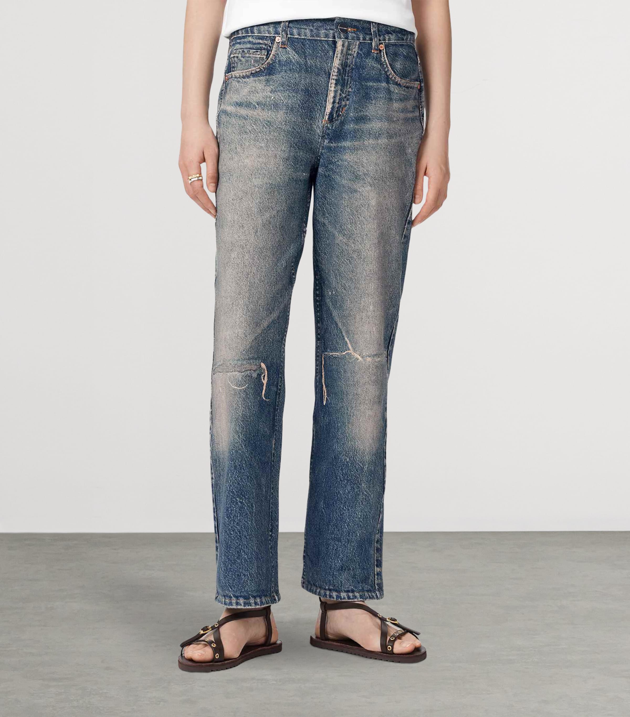 AllSaints Womens Denim Illusion Print Ida Trousers Illusion Tint Blue Image 3