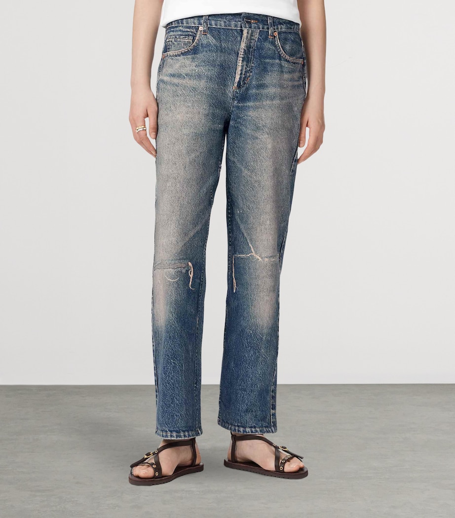 AllSaints Womens Denim Illusion Print Ida Trousers Illusion Tint Blue Image 3