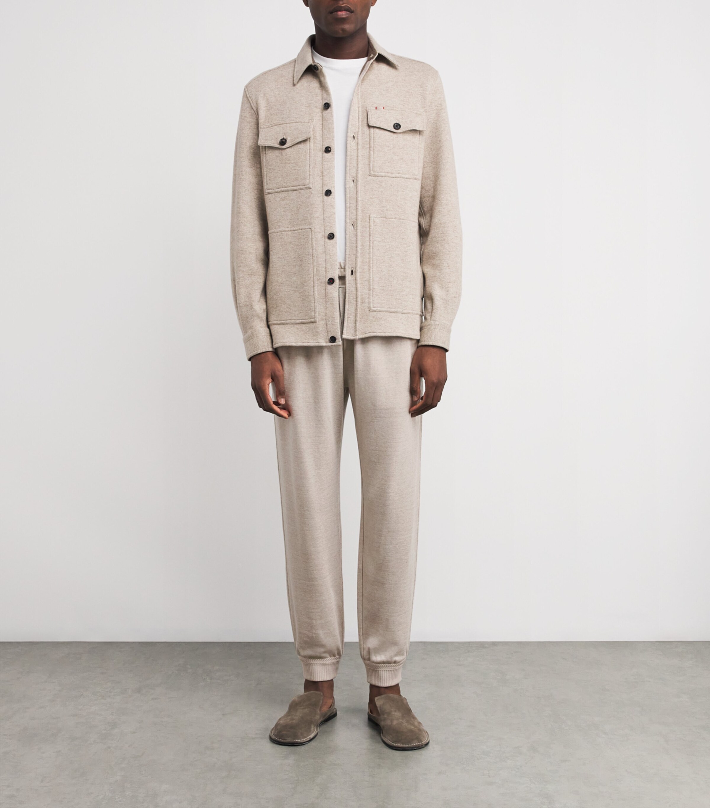 Linen-Virgin Wool Sweatpants STONE Image 2