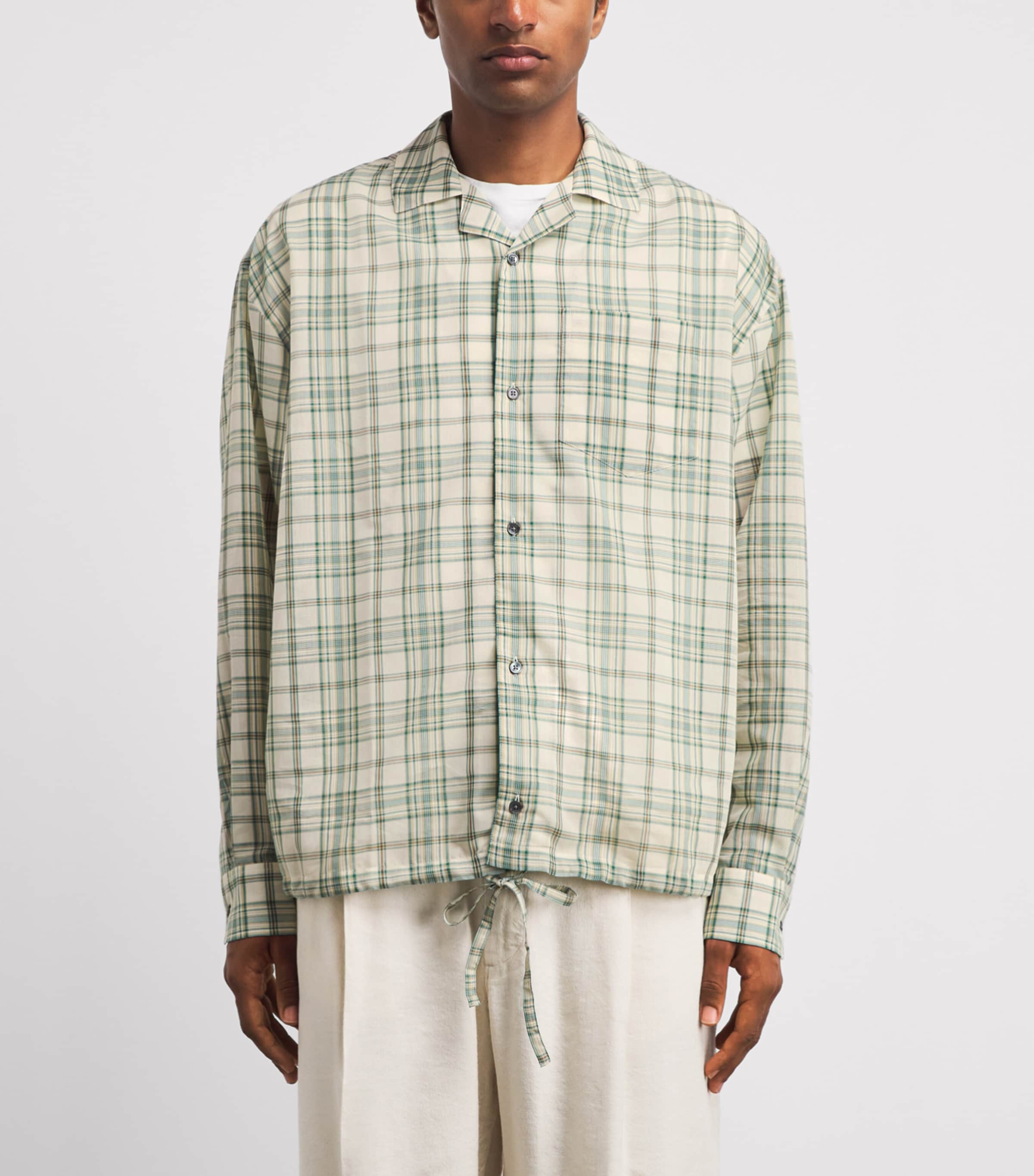 AMI Paris Mens Check Boxy Shirt Vrt Spnblnc Crm Image 4