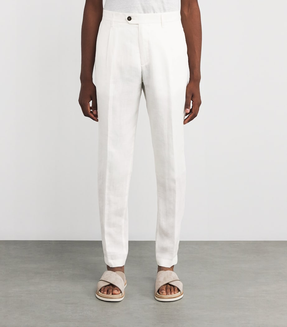 x Harrods Linen Tailored Trousers BIANCO Image 3