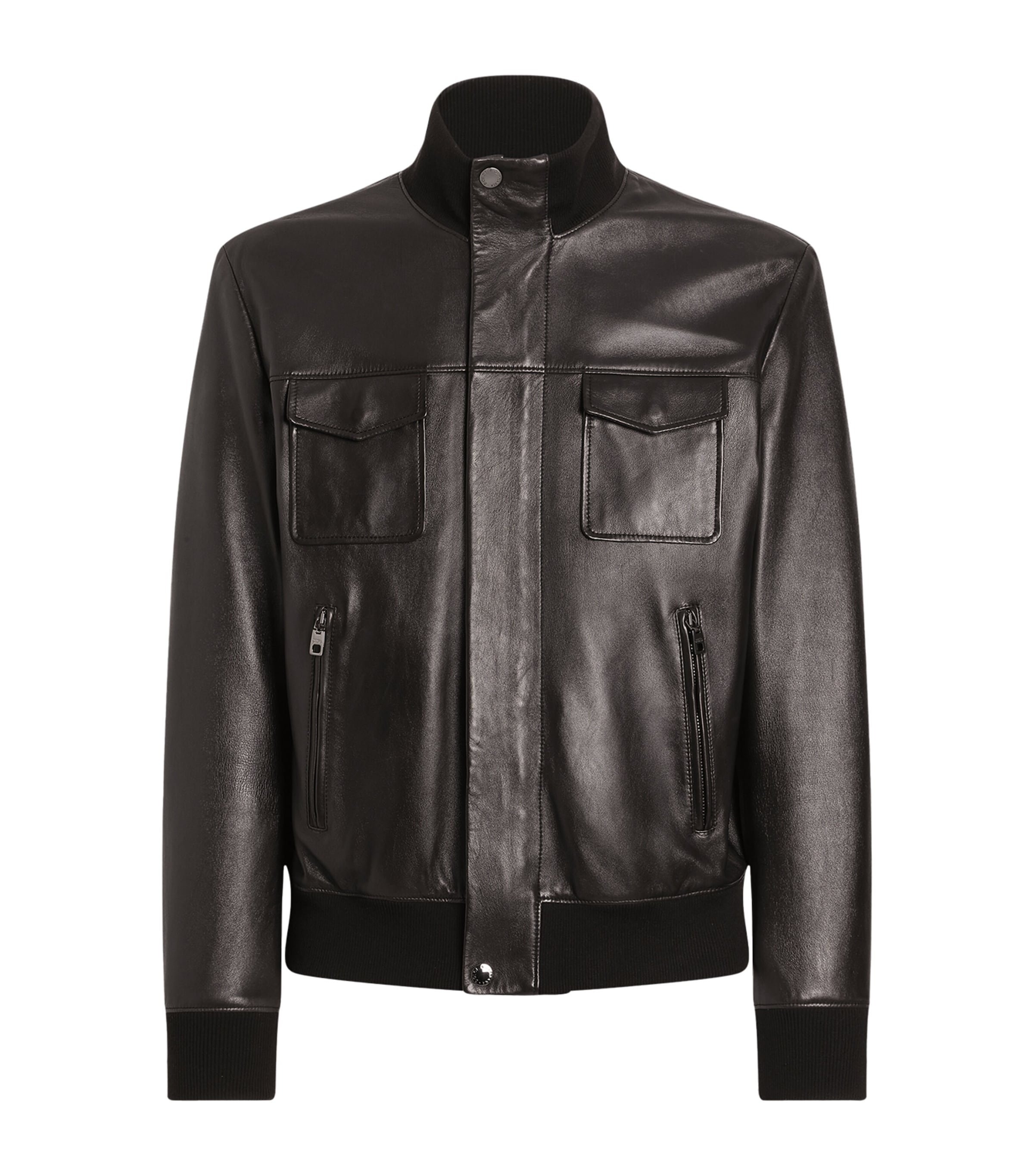Dolce&Gabbana Mens Lambskin Bomber Jacket Brown Image 1
