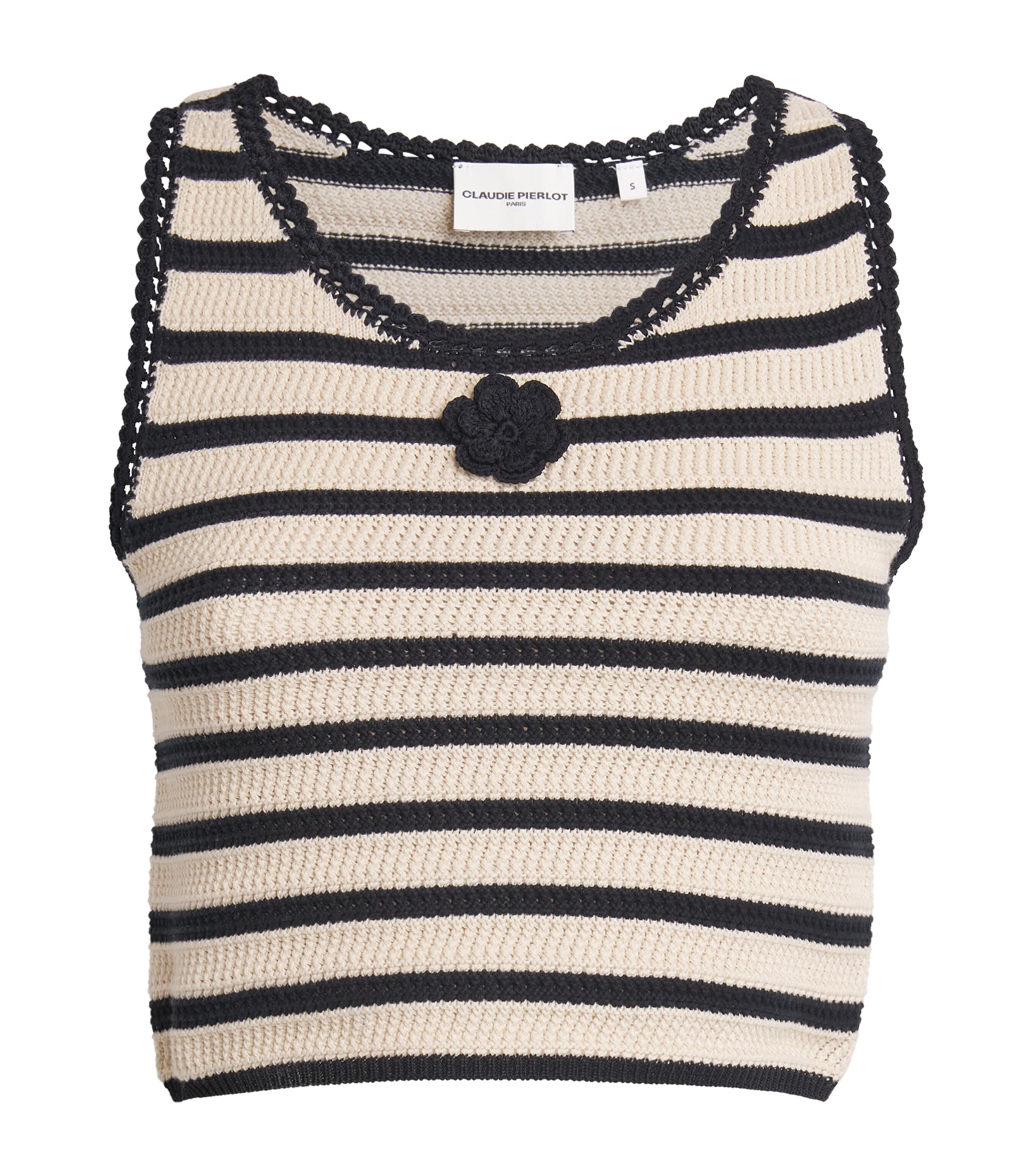 Claudie Pierlot Cotton Crochet Crop Top In Black
