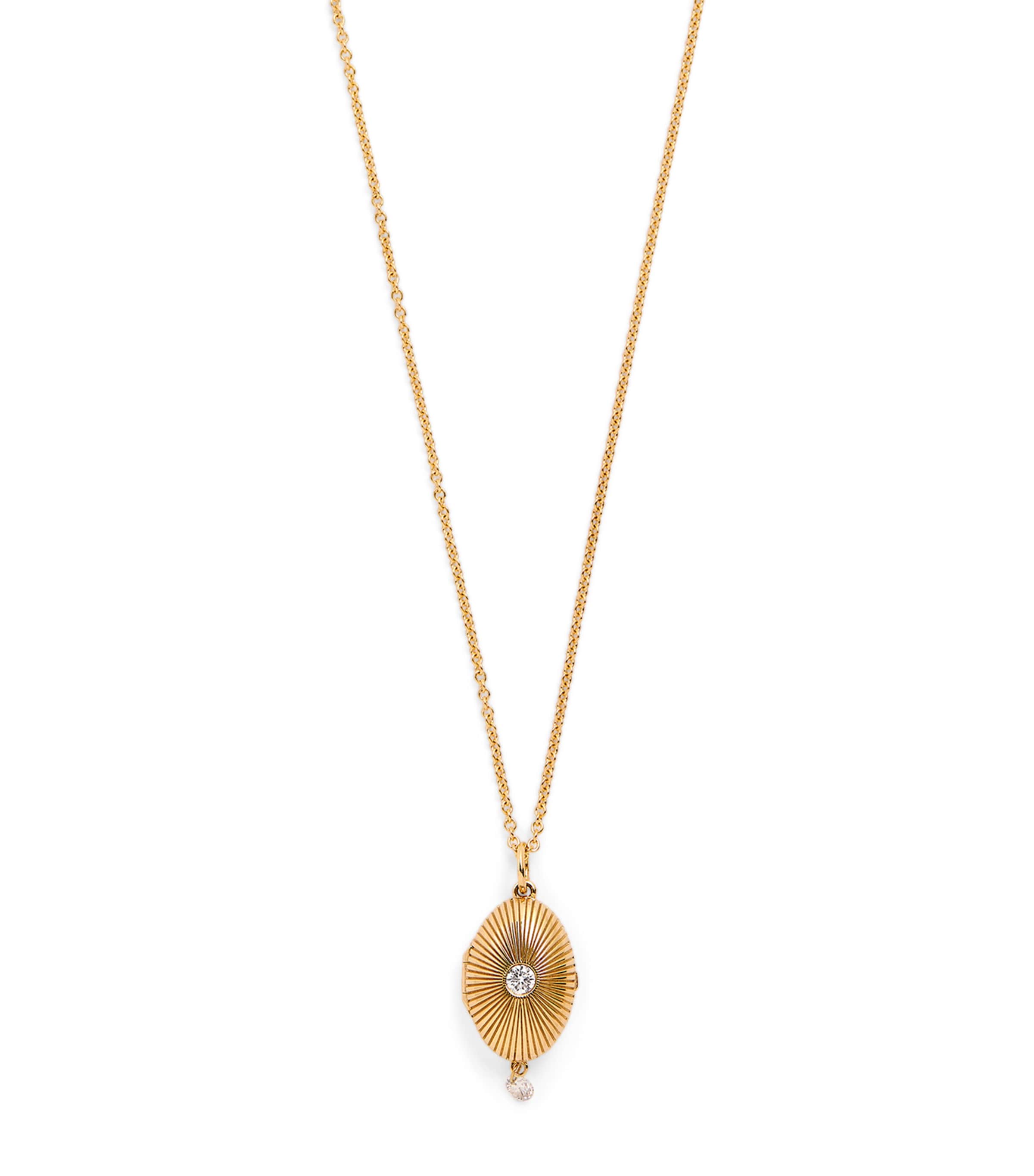 Persée Small Yellow Gold And Diamond Memoria Locket Necklace In Gold