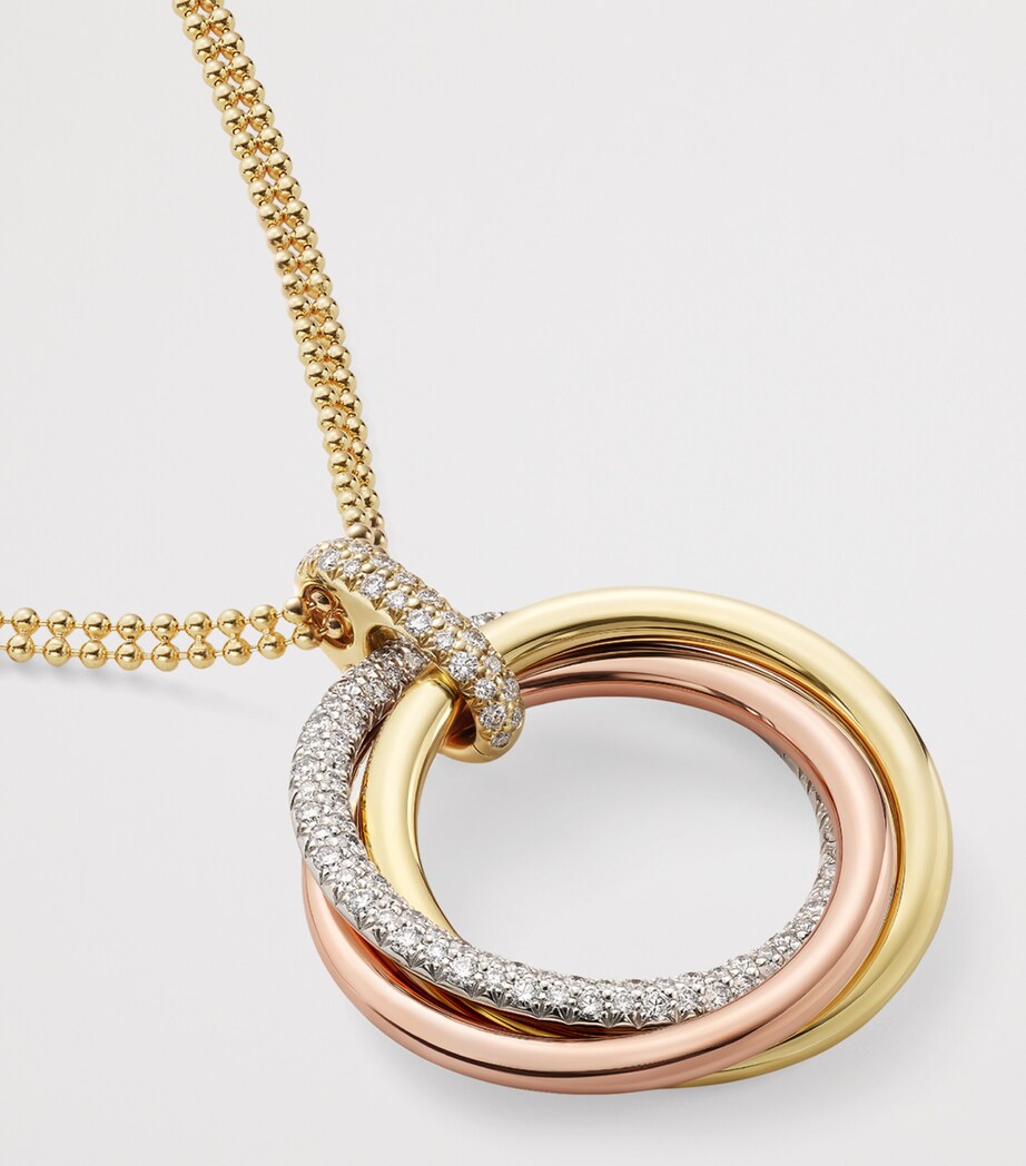 Large White, Rose, Yellow Gold and Diamond Trinity Necklace MIXED GOLD Image 6