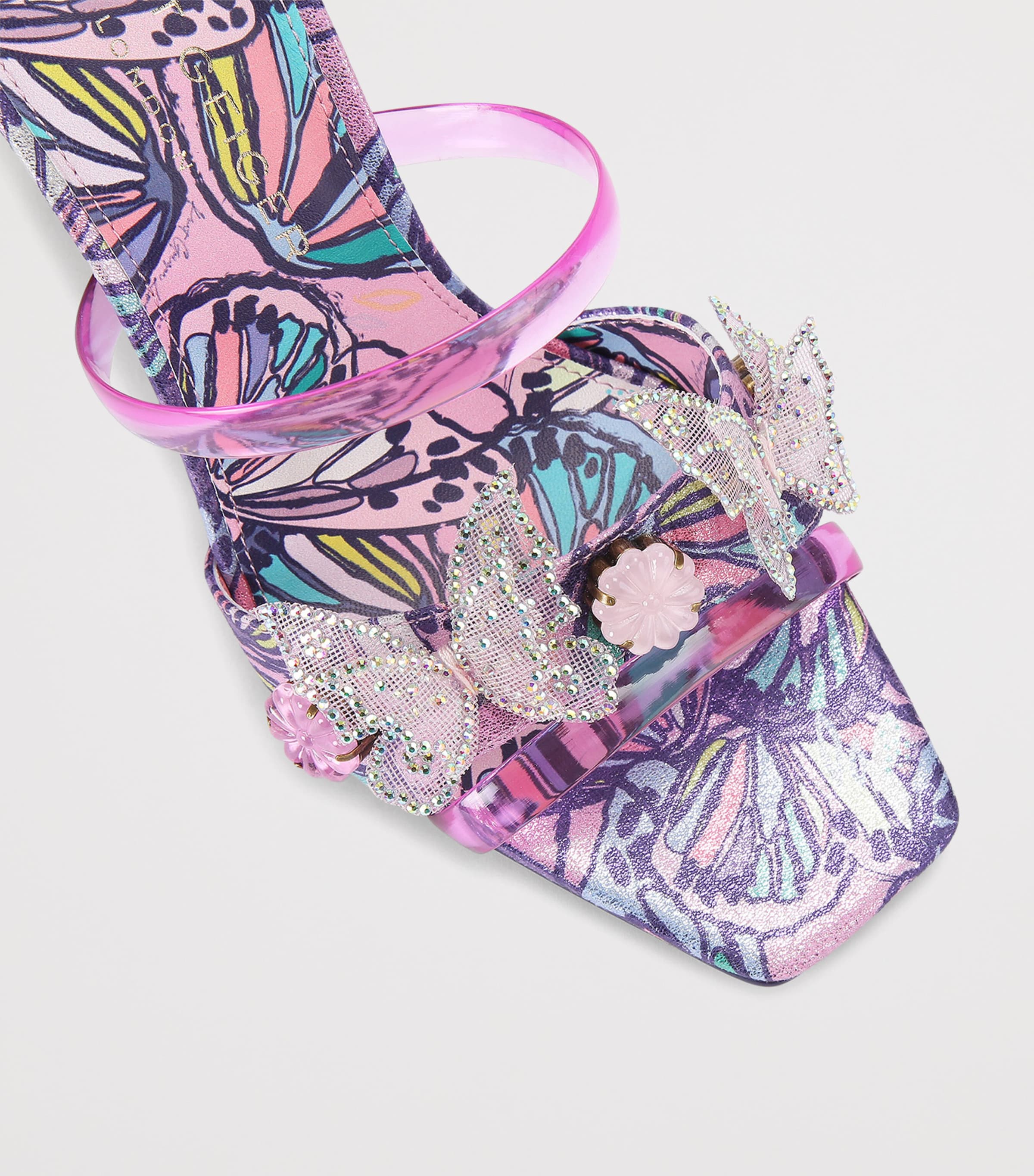 Kurt Geiger London Butterfly Heeled Mules Lilac Image 2