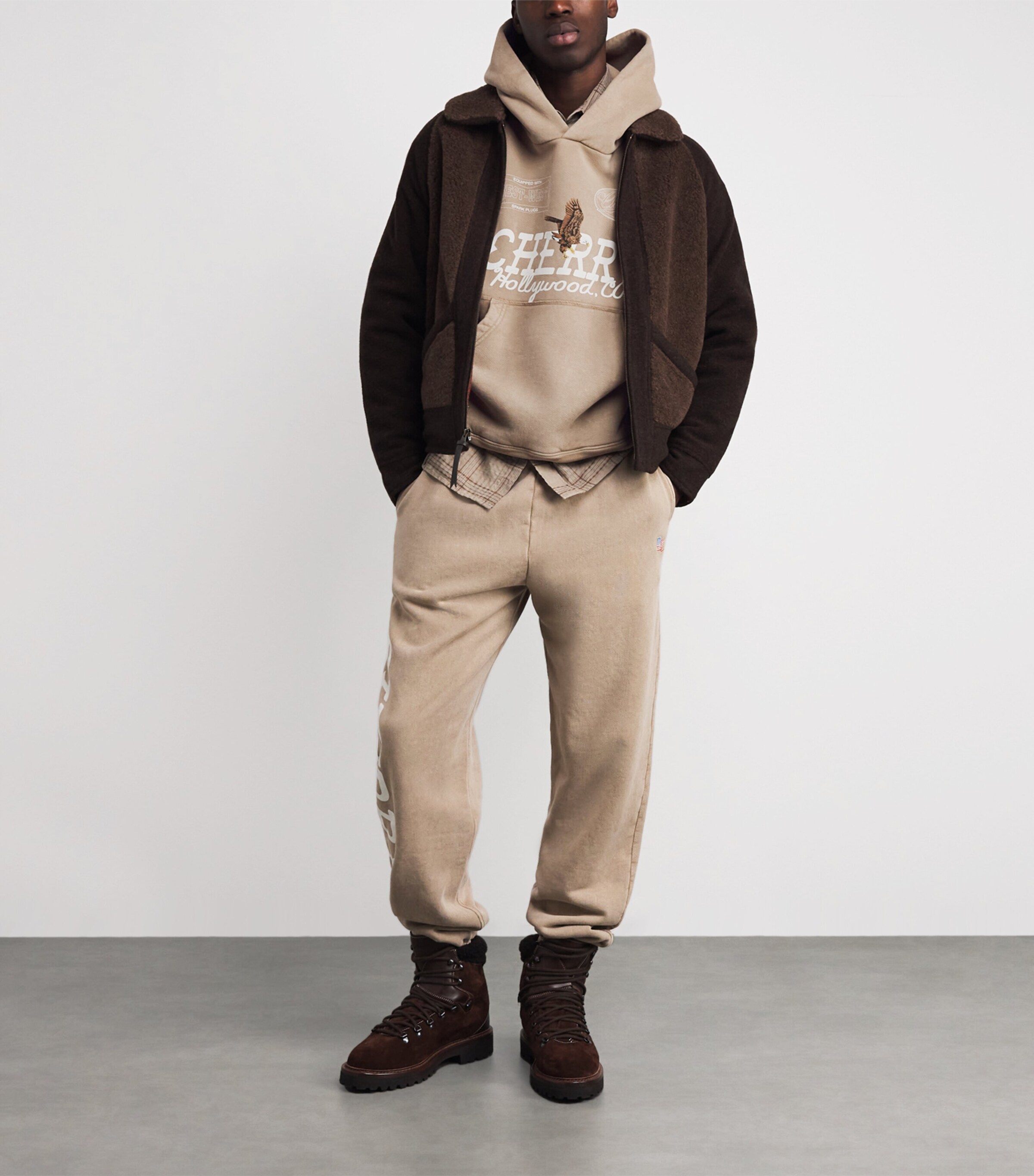 Cotton Logo Print Hollywood Sweatpants TAN Image 2