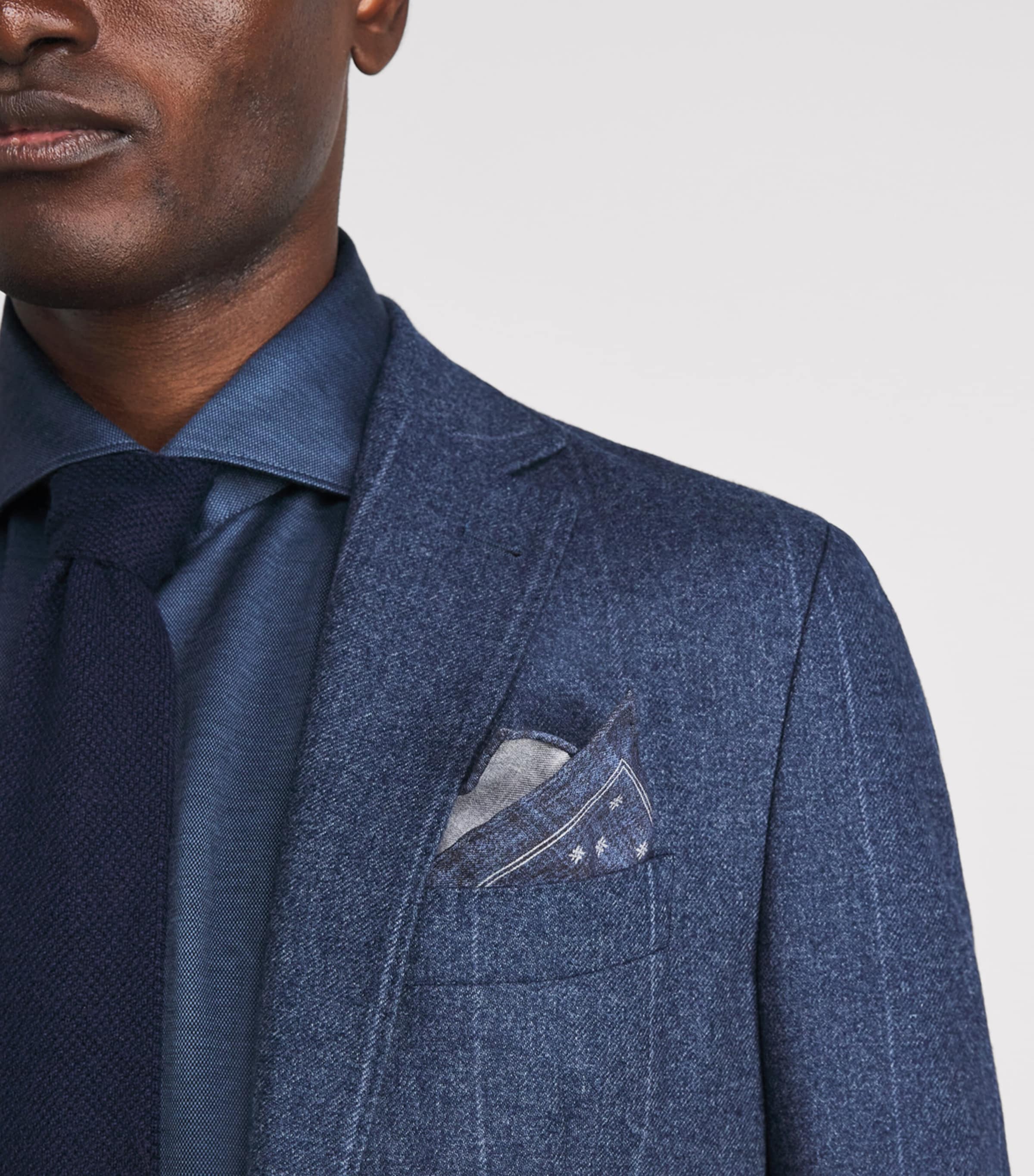 Eleventy Cotton-Wool Pocket Square Royal Image 2