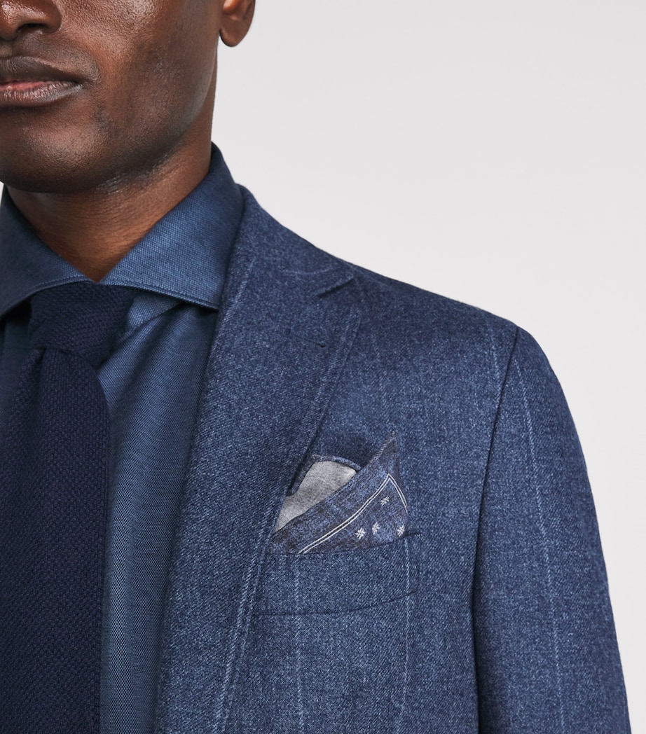 Eleventy Cotton-Wool Pocket Square Royal Image 2