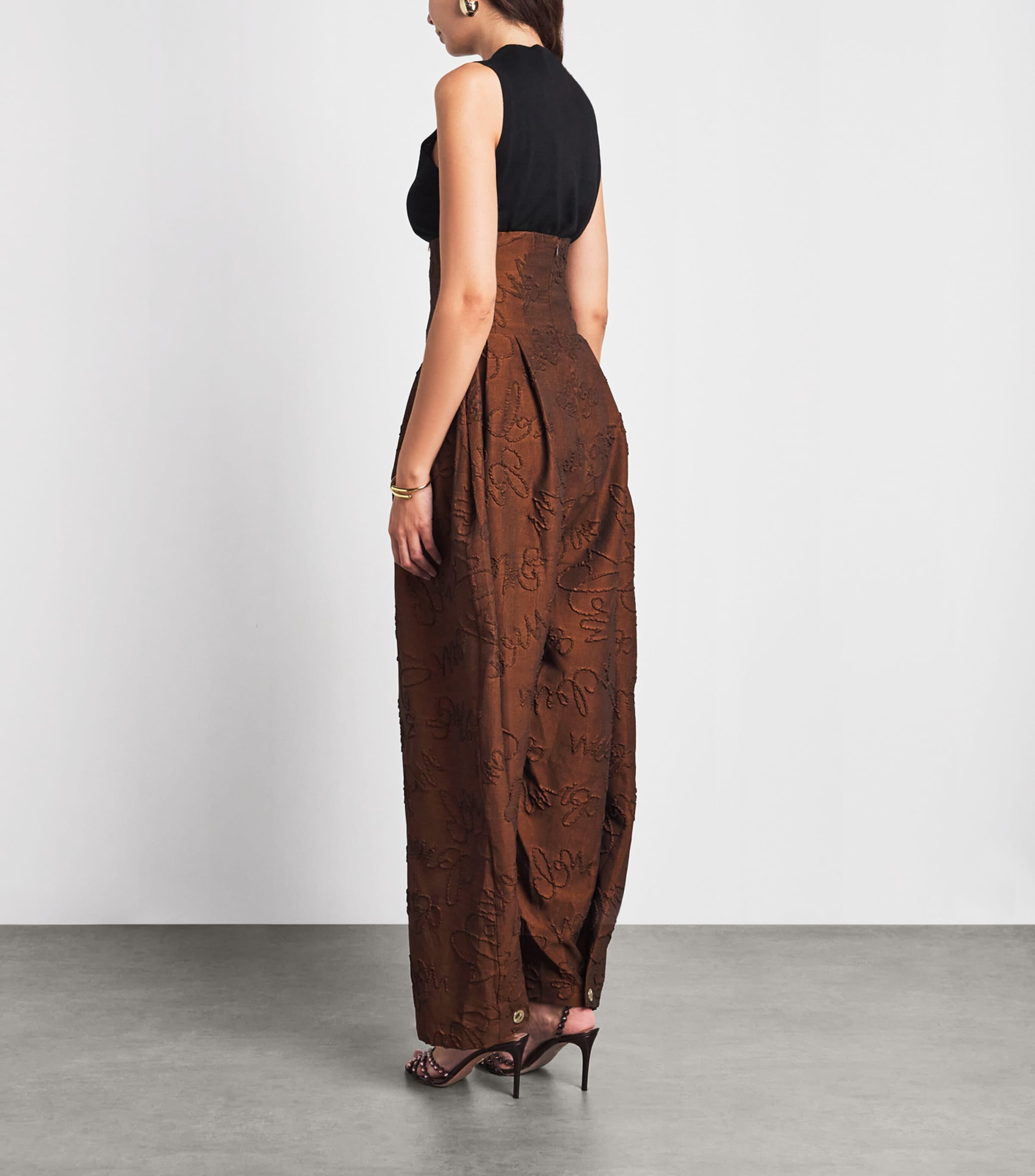 Christie Brown Brown Appliqué High-Waisted Tapered Trousers | Harrods UK