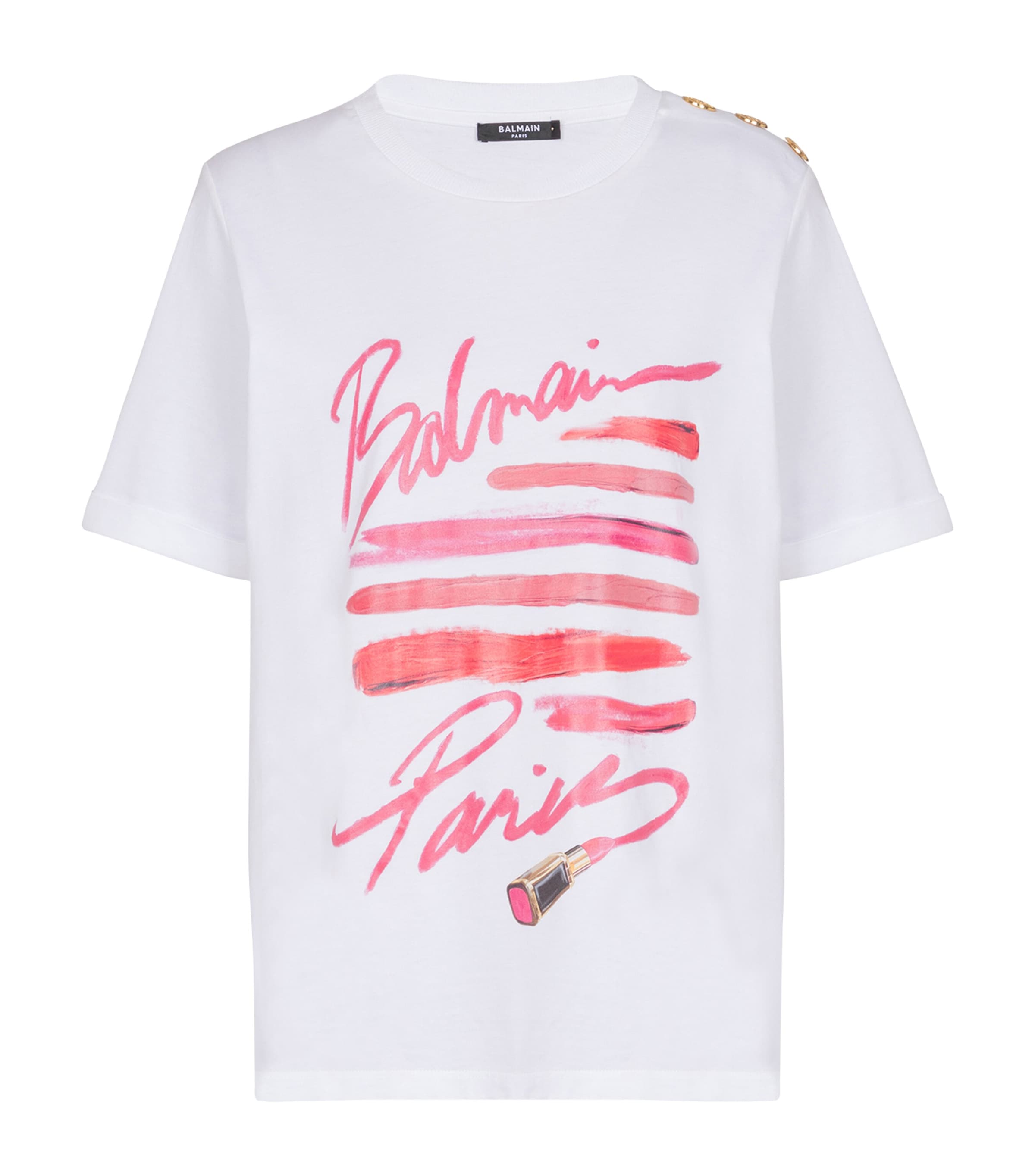 Shop Balmain Cotton Beauty Print T-shirt In White