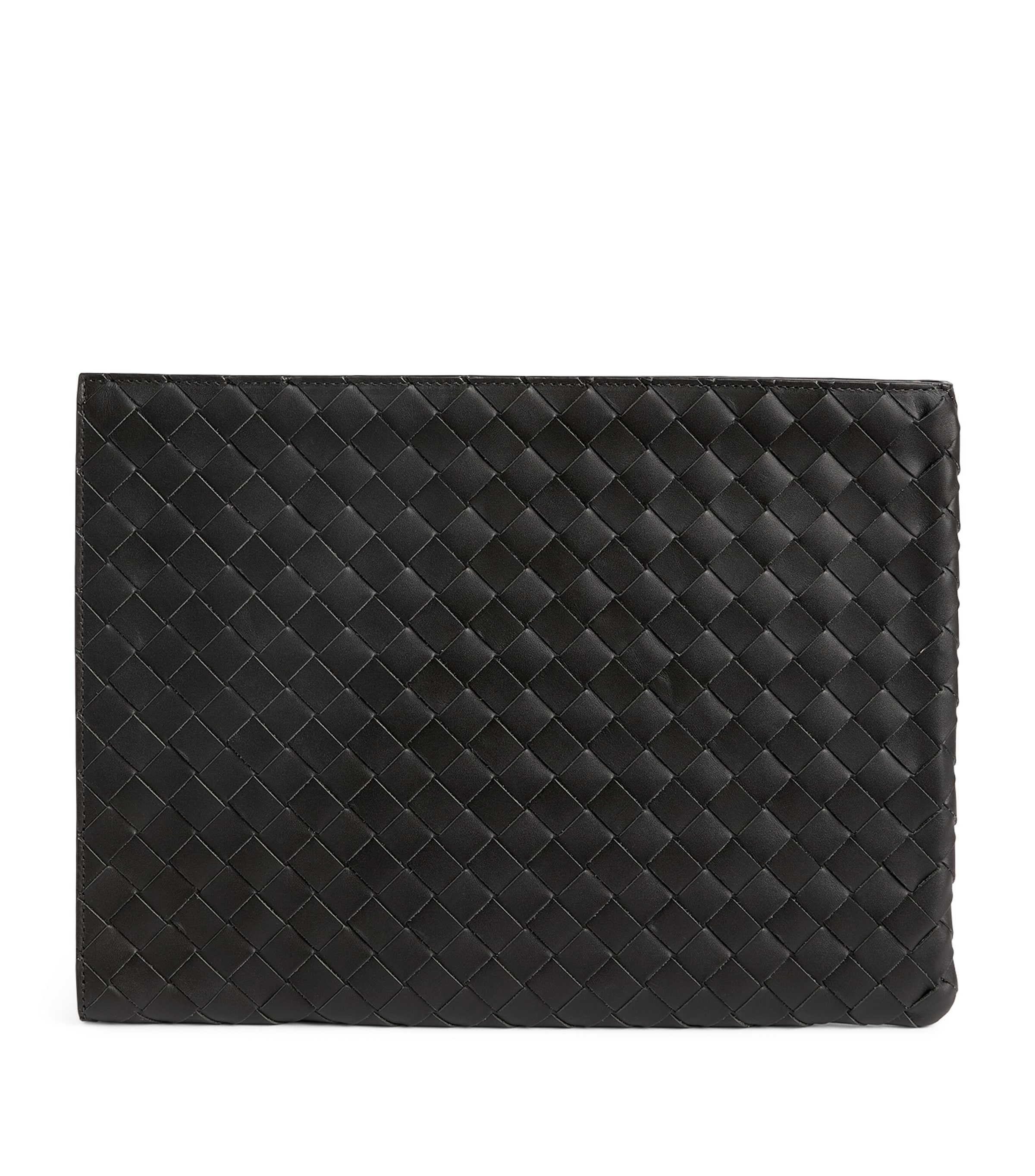 Bottega Veneta Green Leather Intrecciato Half-Zip Pouch | Harrods US
