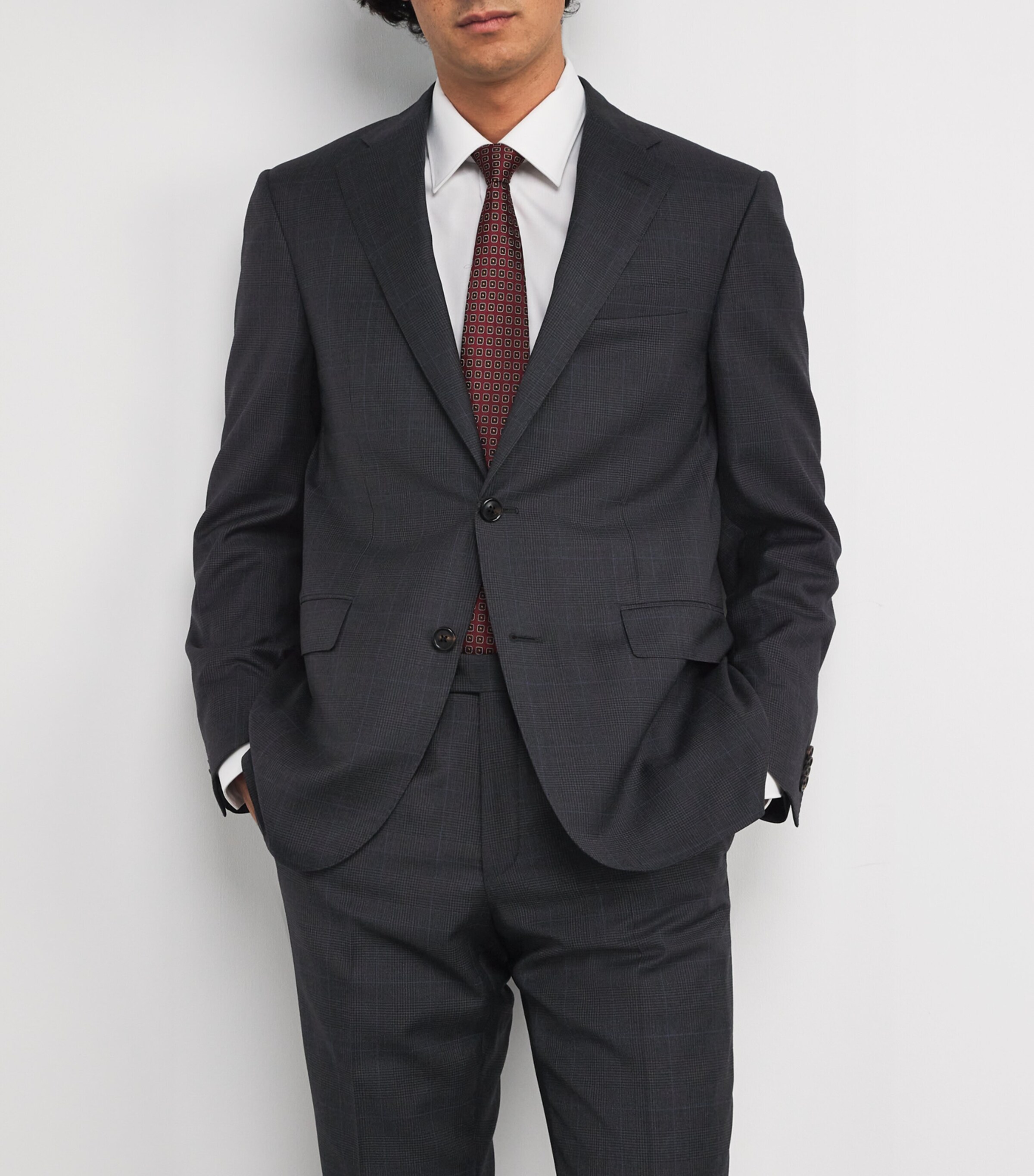 Corneliani Mens Virgin Wool 2-Piece Suit Grey Melange Image 8